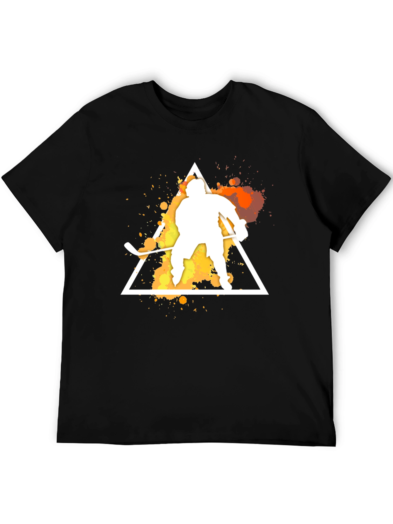 Hockey Player Graphic Tee - Sporty Black T-Shirt