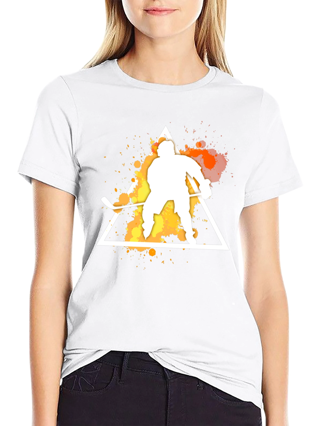 Hockey Player Graphic Tee - Sporty Black T-Shirt