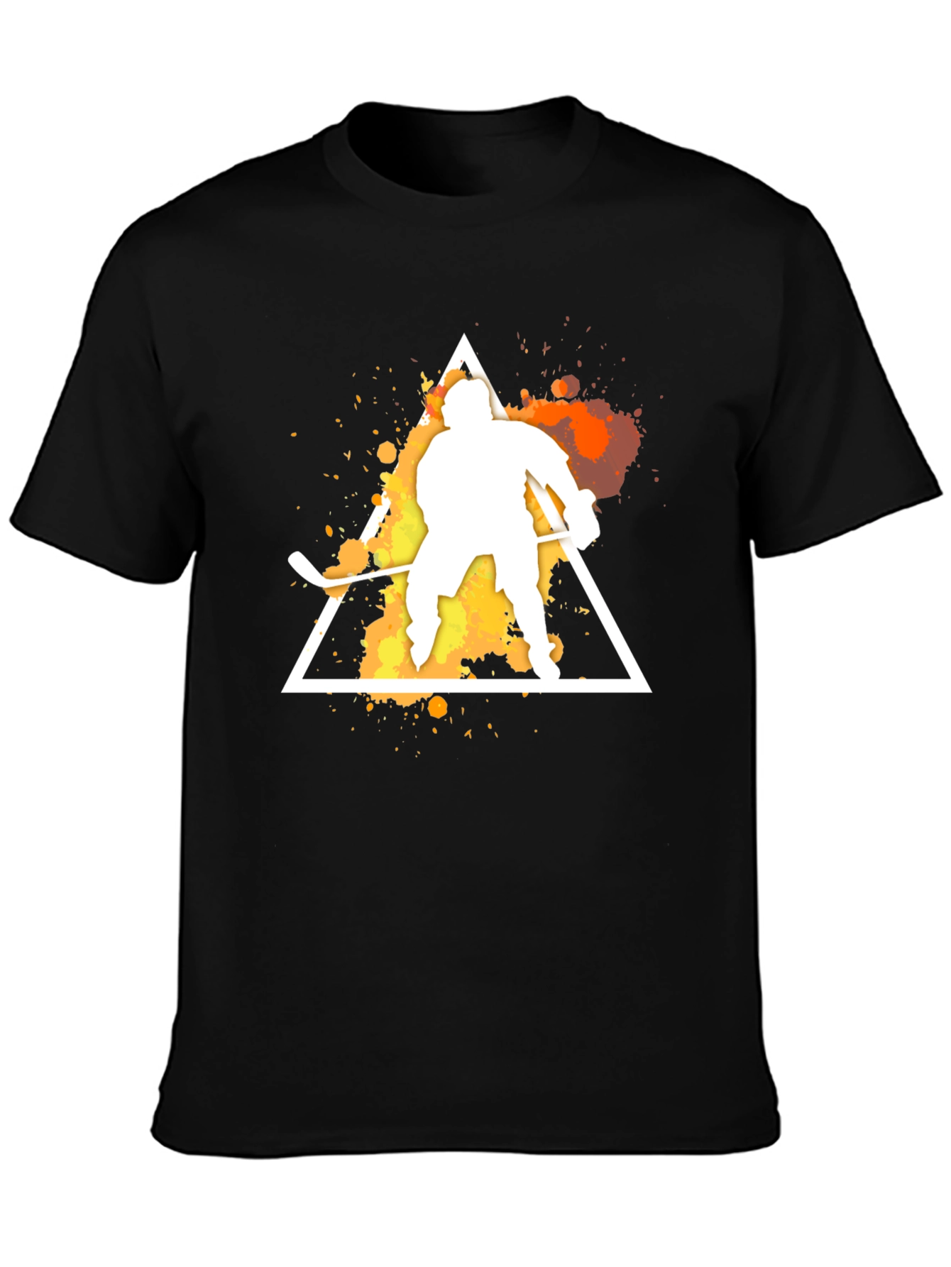 Hockey Player Graphic Tee - Sporty Black T-Shirt