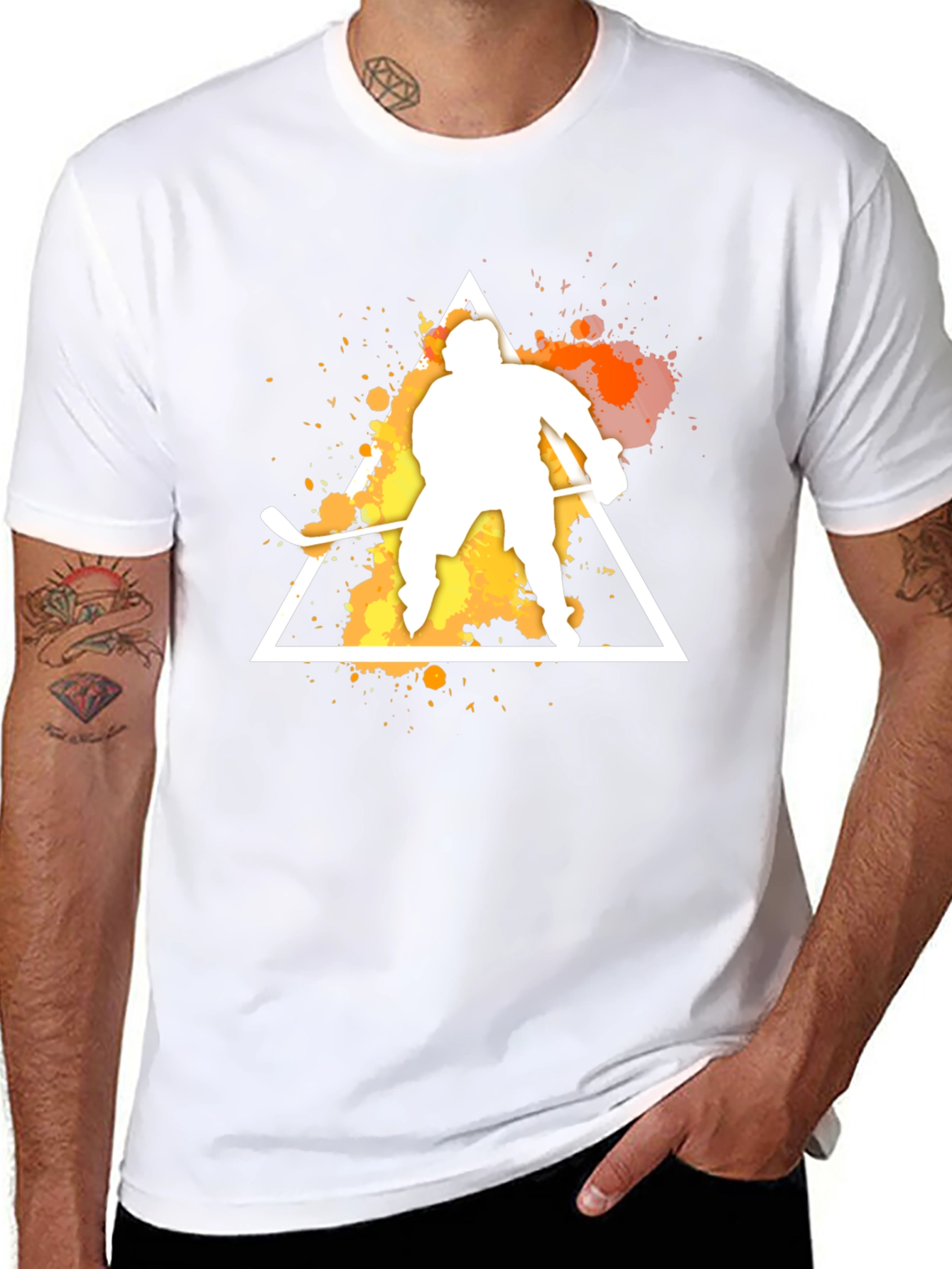 Hockey Player Graphic Tee - Sporty Black T-Shirt