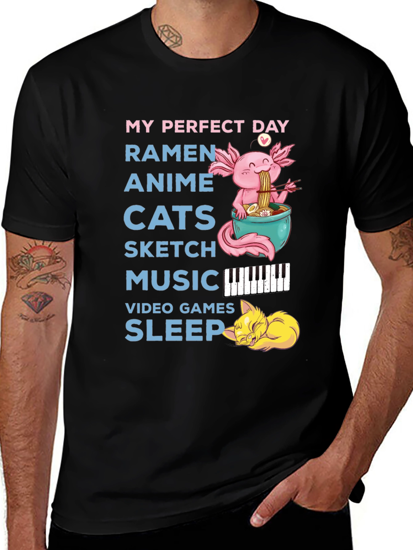My Perfect Day T-Shirt: Ramen Anime Cats Music