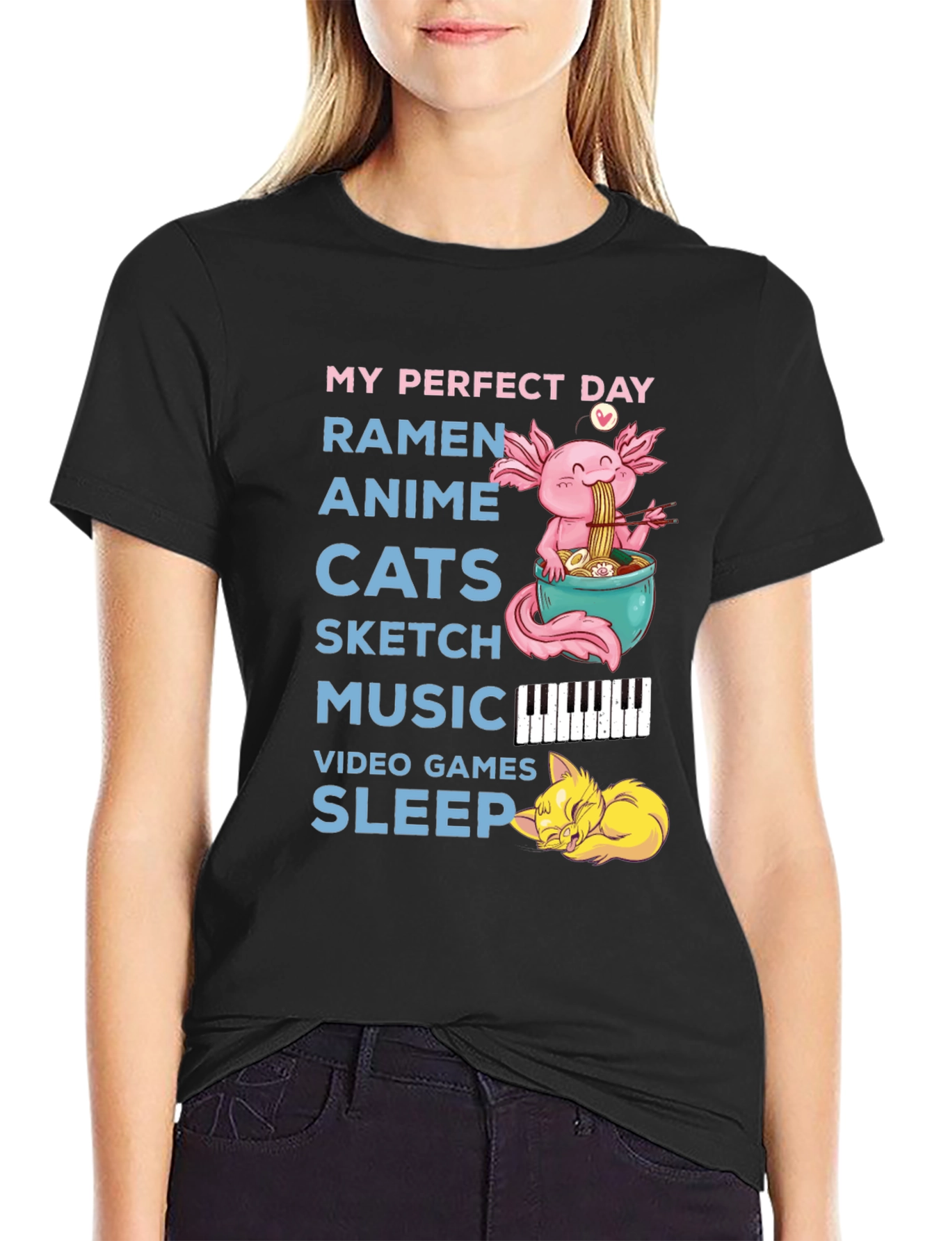 My Perfect Day T-Shirt: Ramen Anime Cats Music