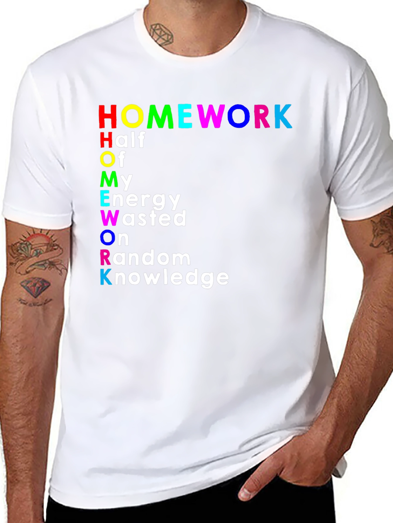 Funny Homework Half Energy Wasted T-Shirt