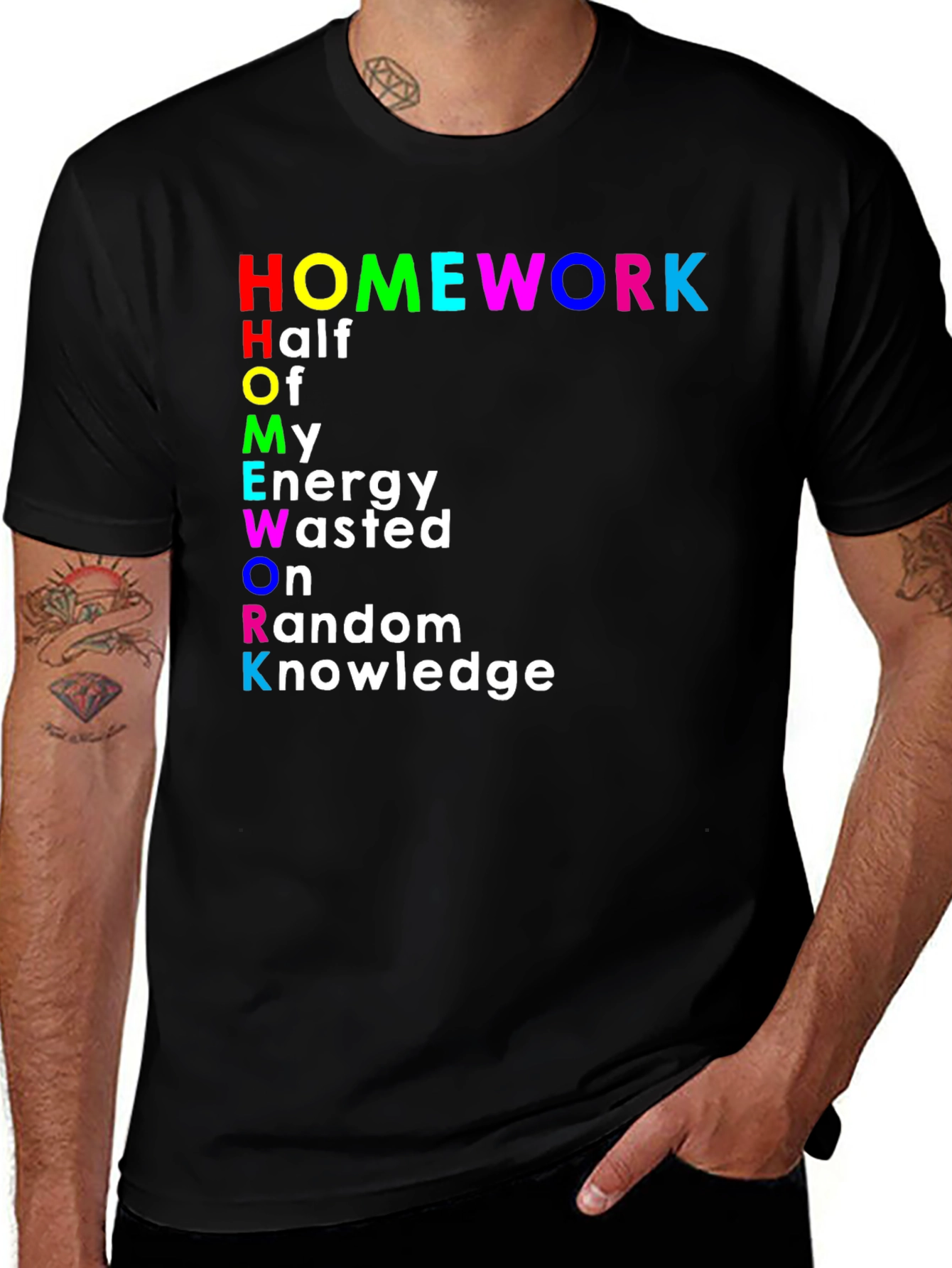 Funny Homework Half Energy Wasted T-Shirt