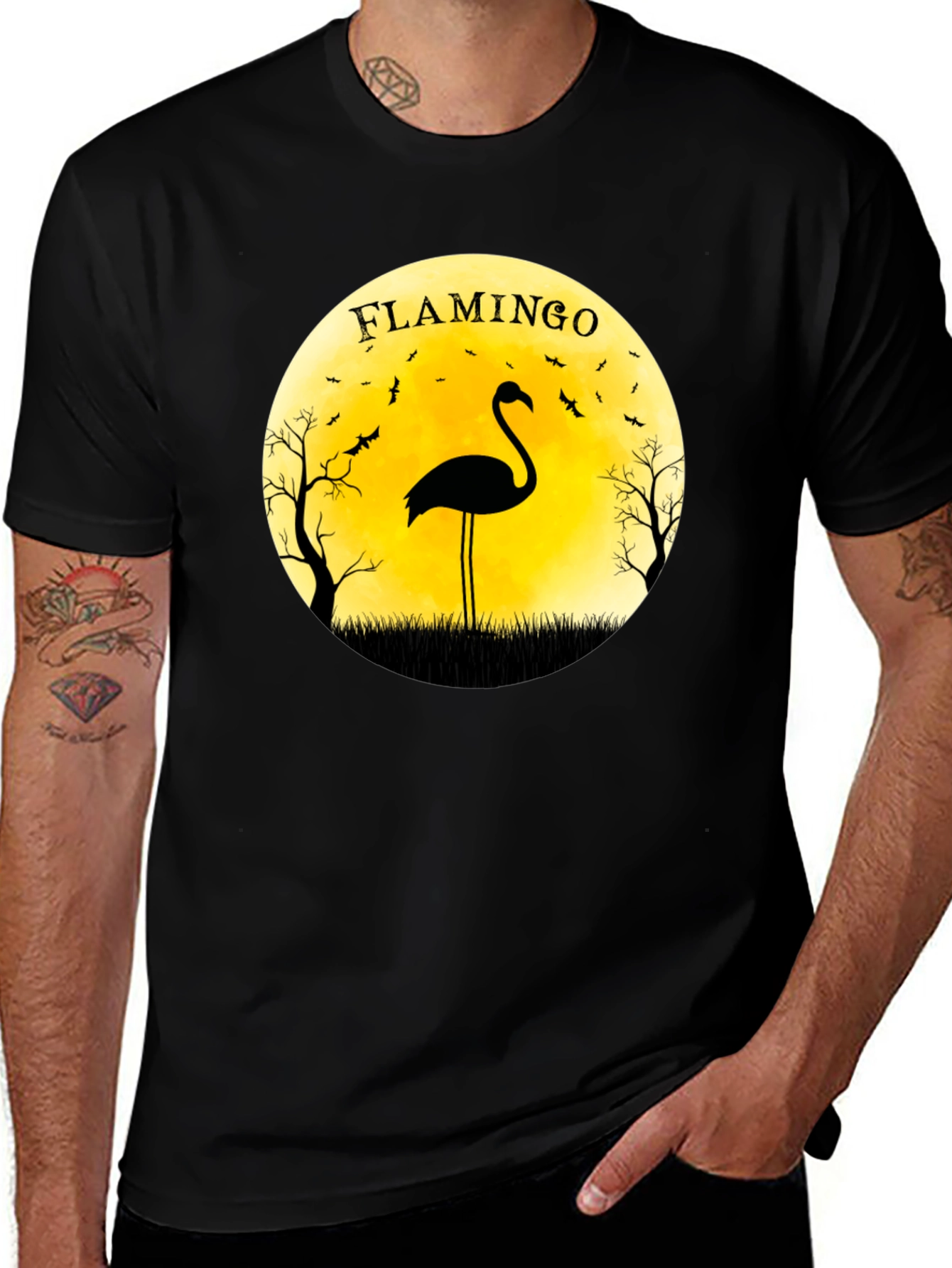 Flamingo Moon Halloween T-Shirt