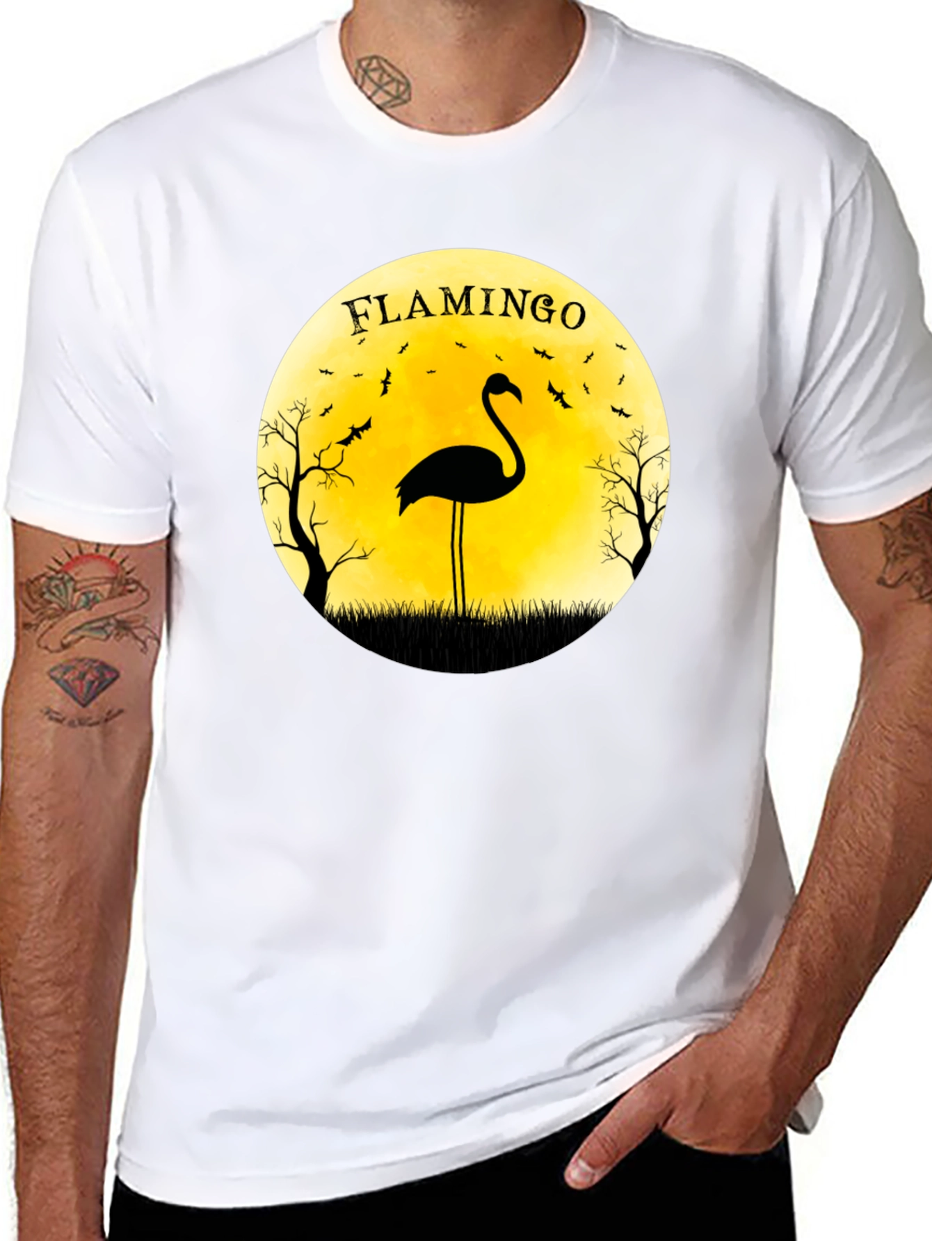Flamingo Moon Halloween T-Shirt