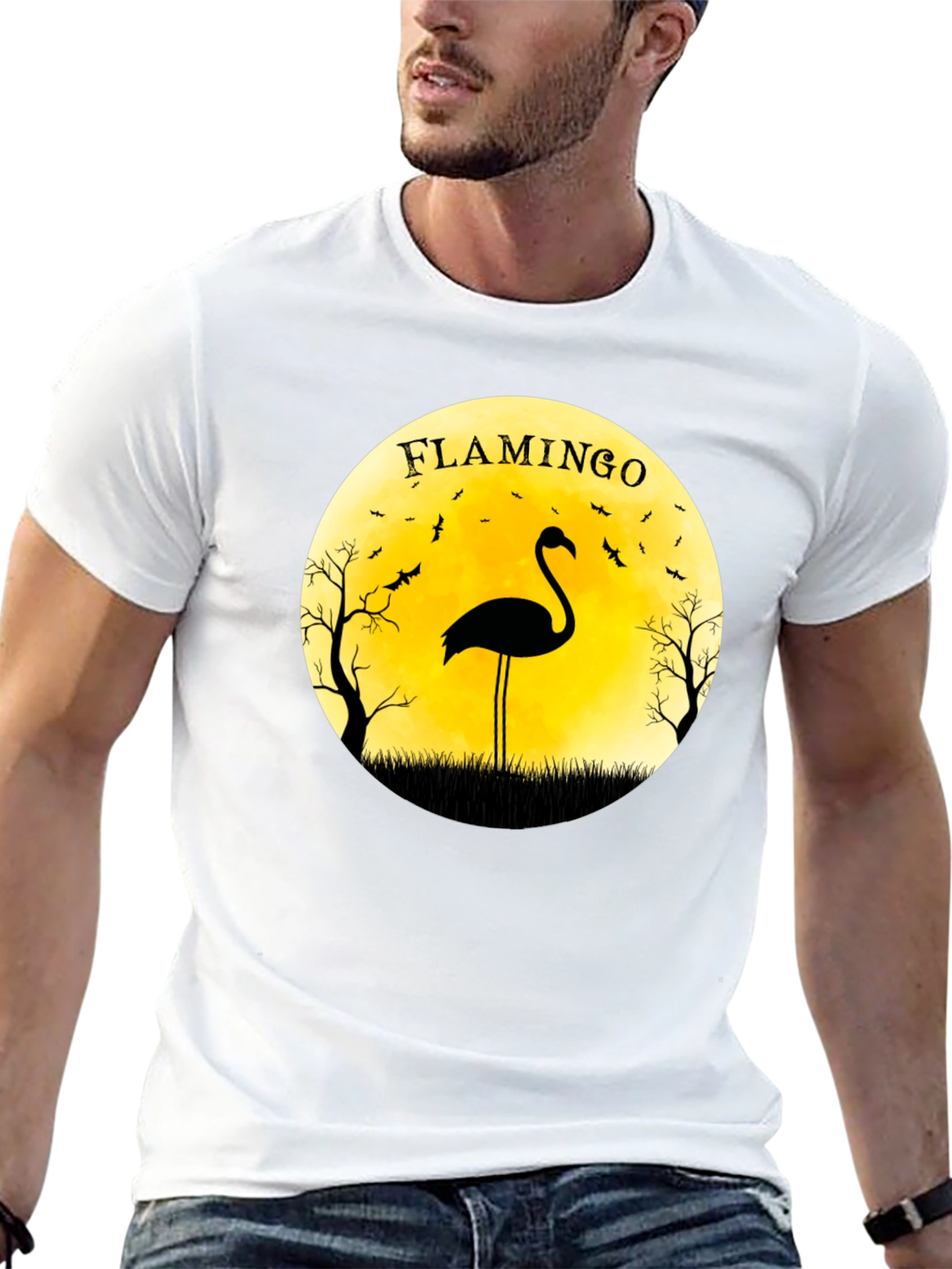 Flamingo Moon Halloween T-Shirt