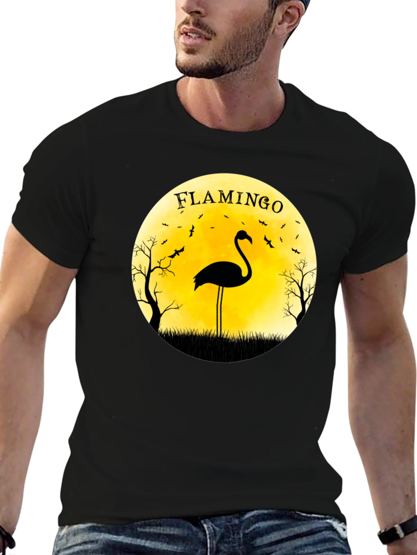 Flamingo Moon Halloween T-Shirt