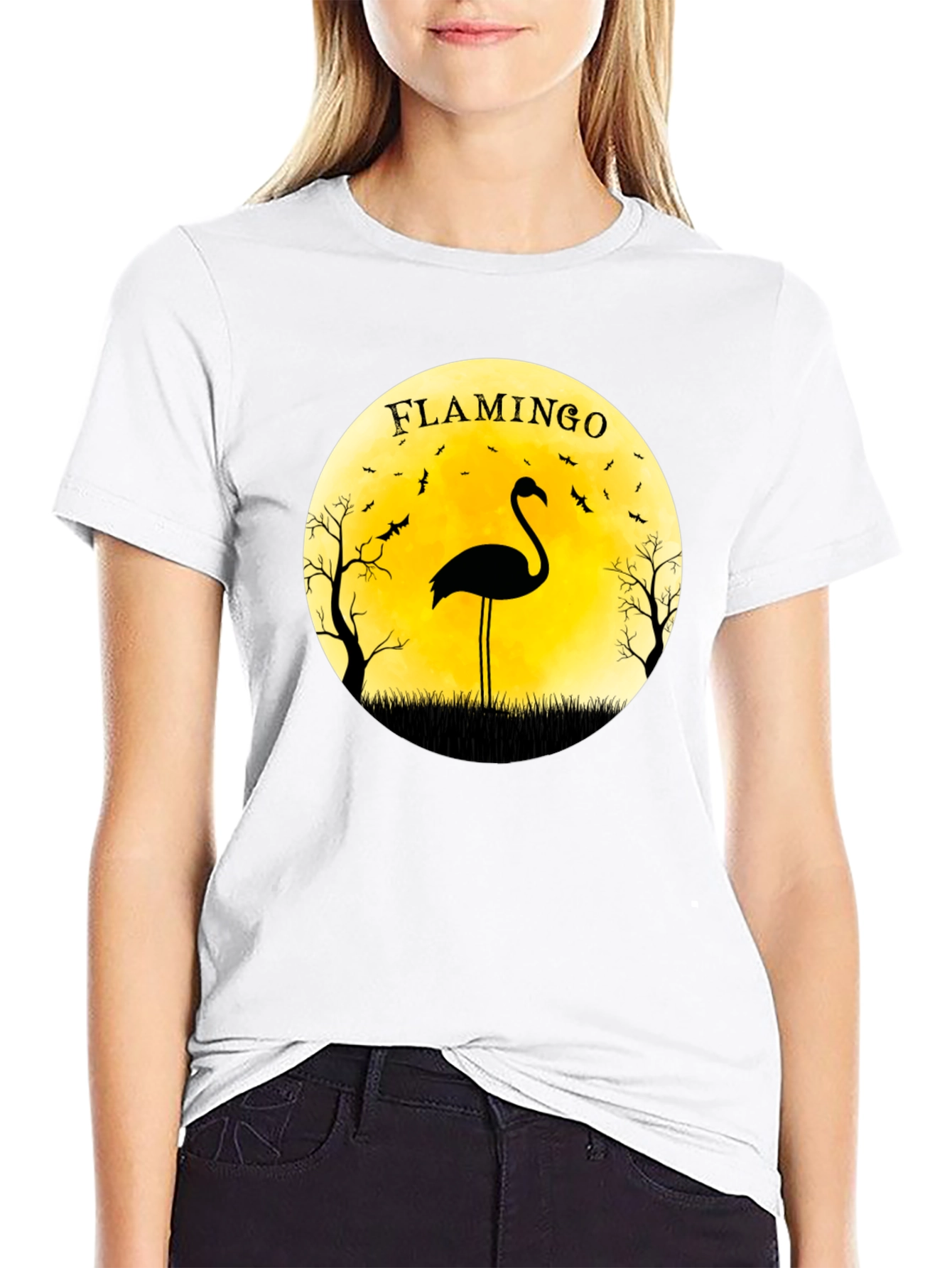 Flamingo Moon Halloween T-Shirt
