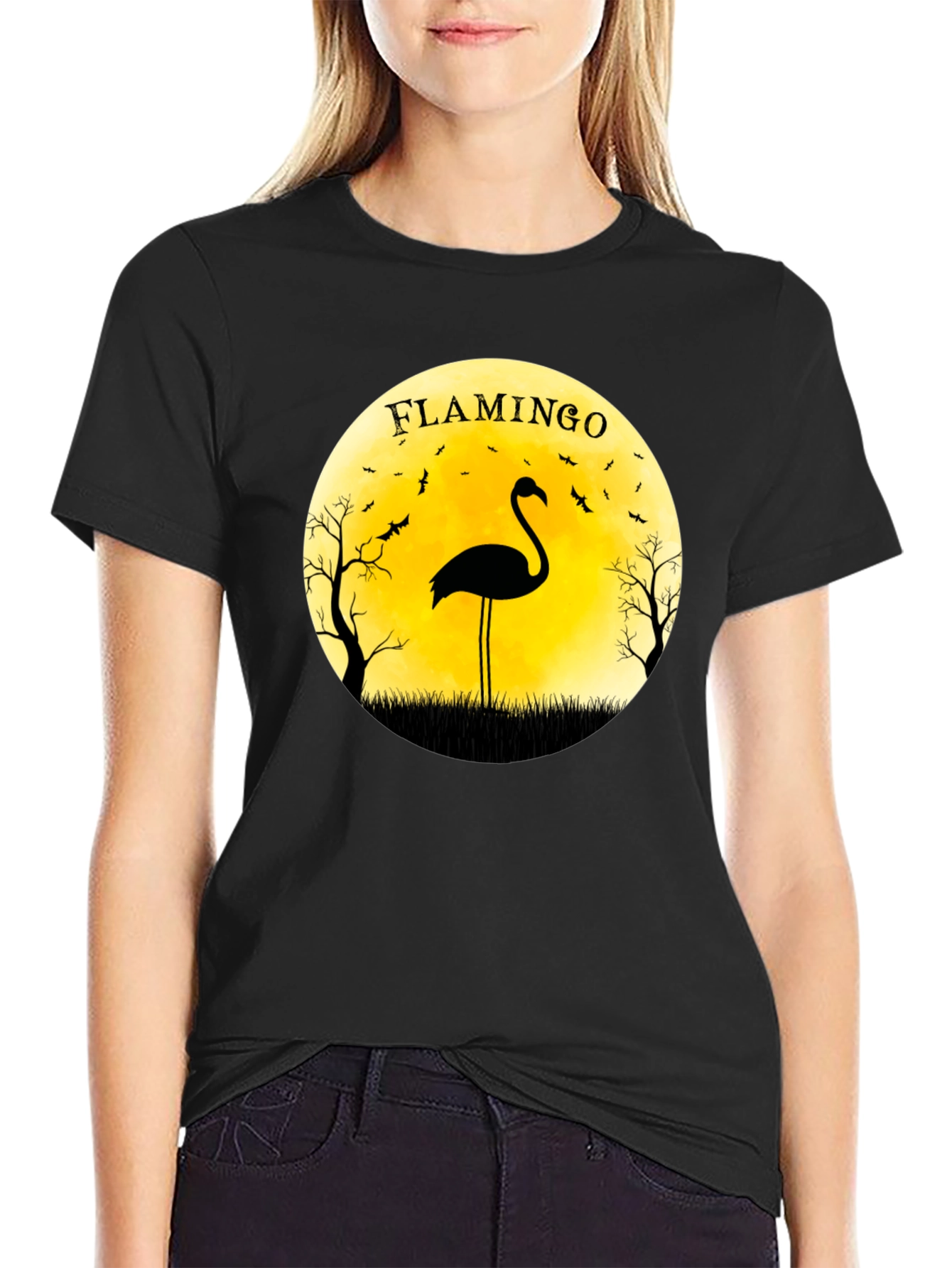 Flamingo Moon Halloween T-Shirt