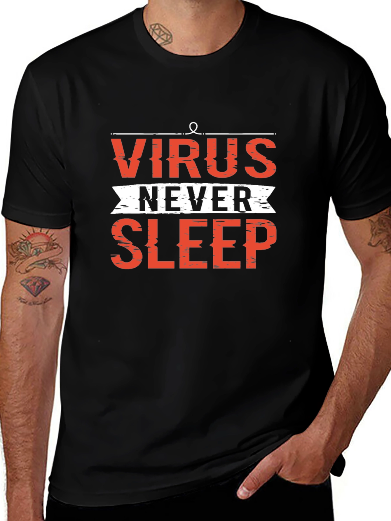 Virus Never Sleep Graphic Tee - Black Cotton