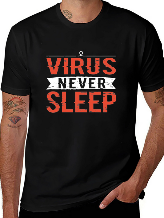 Virus Never Sleep Graphic Tee - Black Cotton