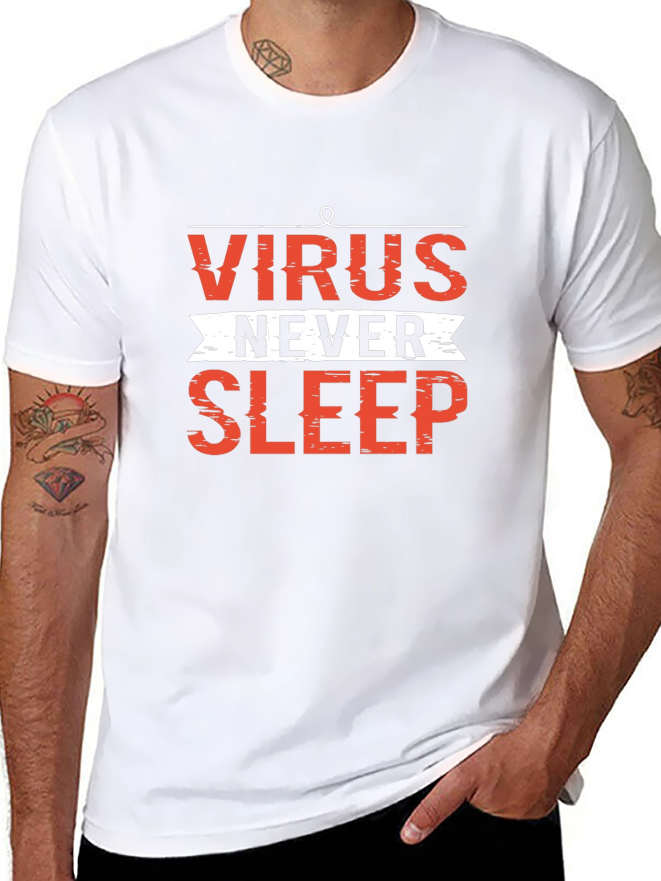 Virus Never Sleep Graphic Tee - Black Cotton