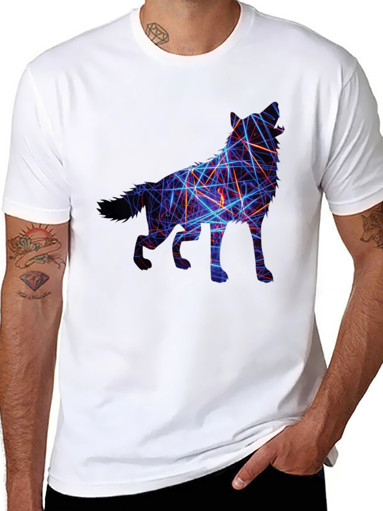 Abstract Wolf Graphic Tee - Black