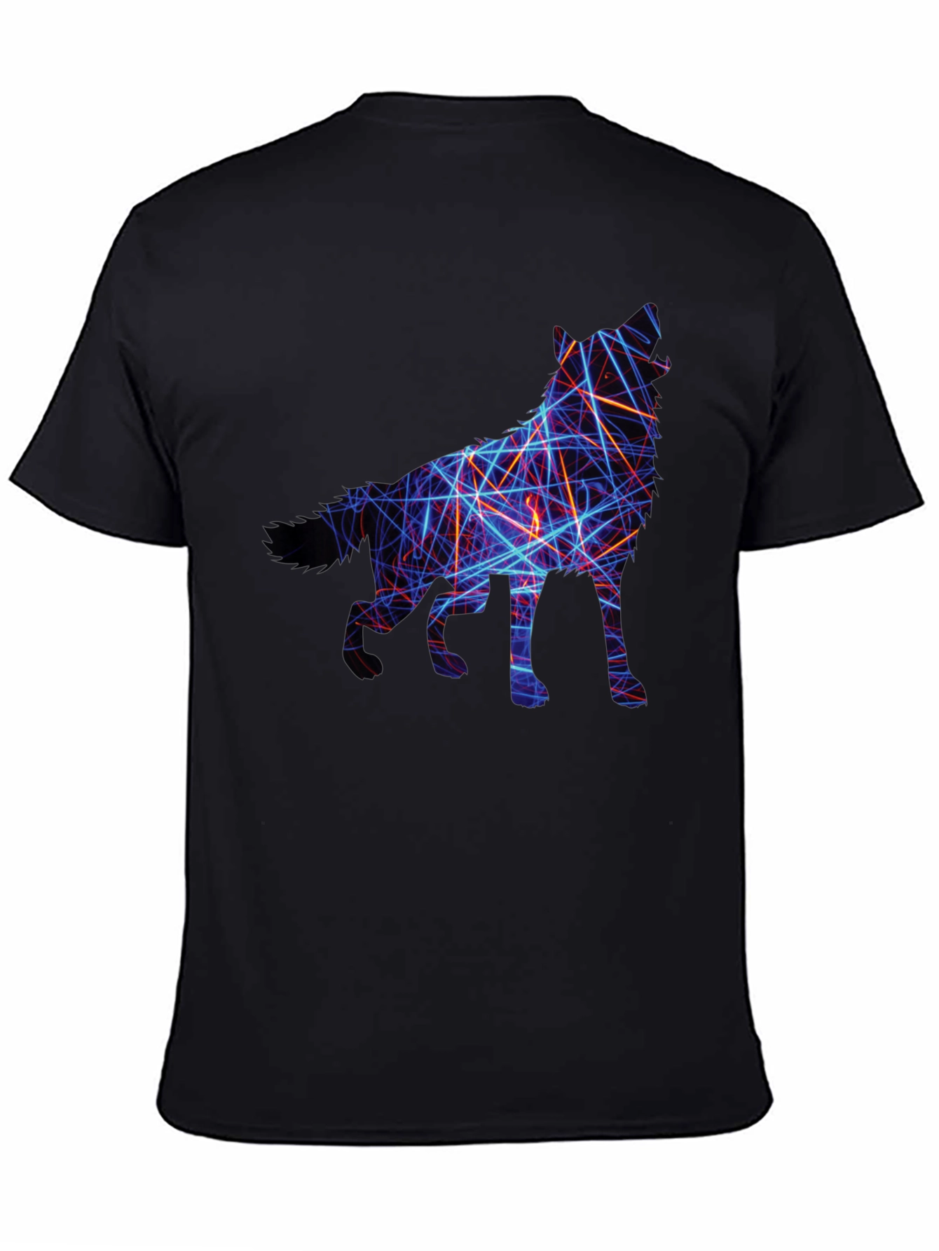 Abstract Wolf Graphic Tee - Black