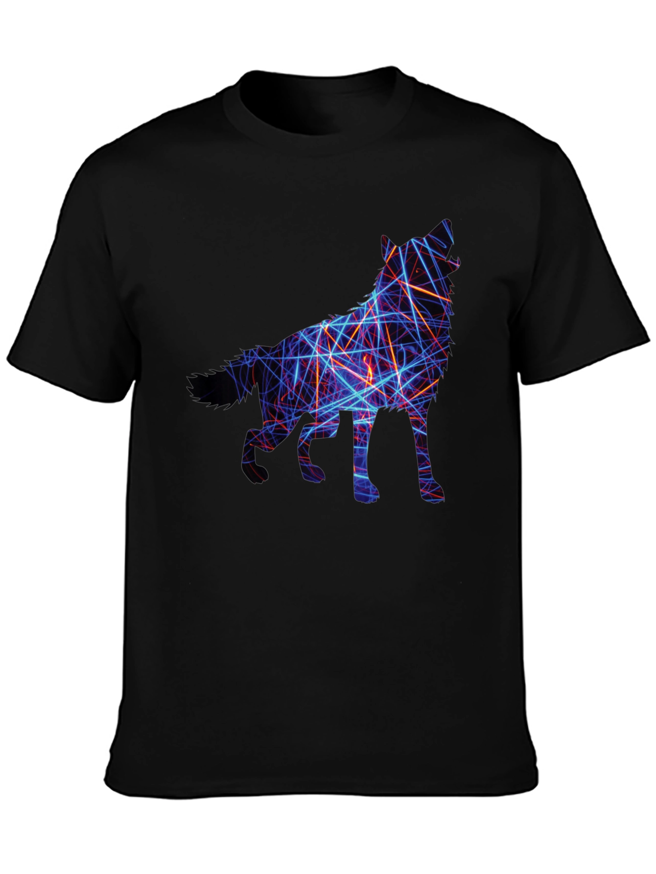 Abstract Wolf Graphic Tee - Black