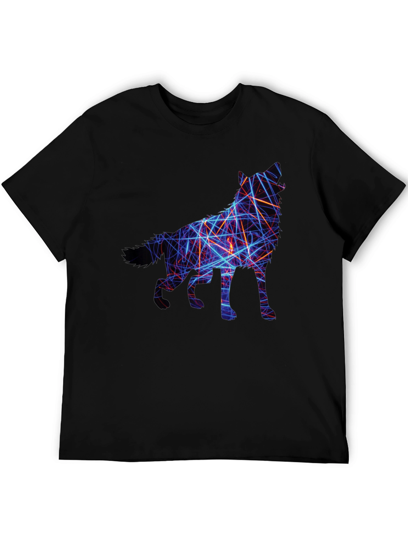 Abstract Wolf Graphic Tee - Black
