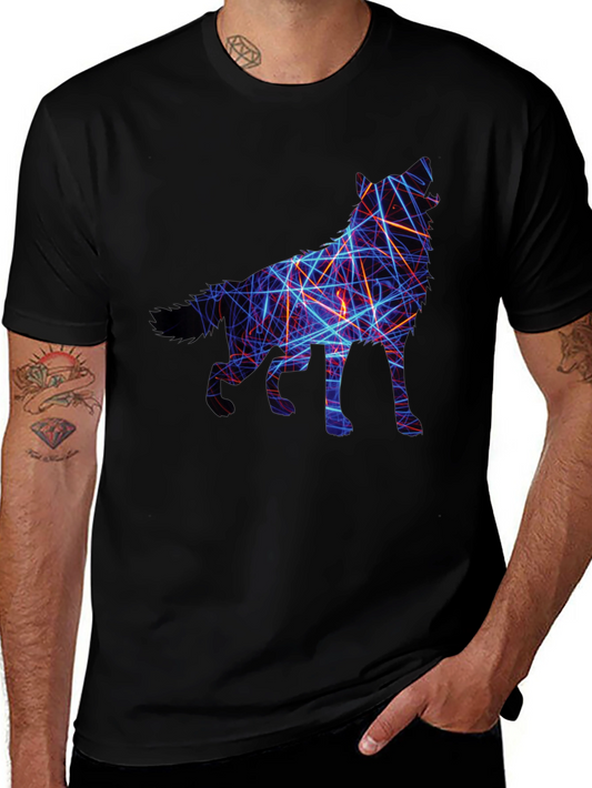 Abstract Wolf Graphic Tee - Black