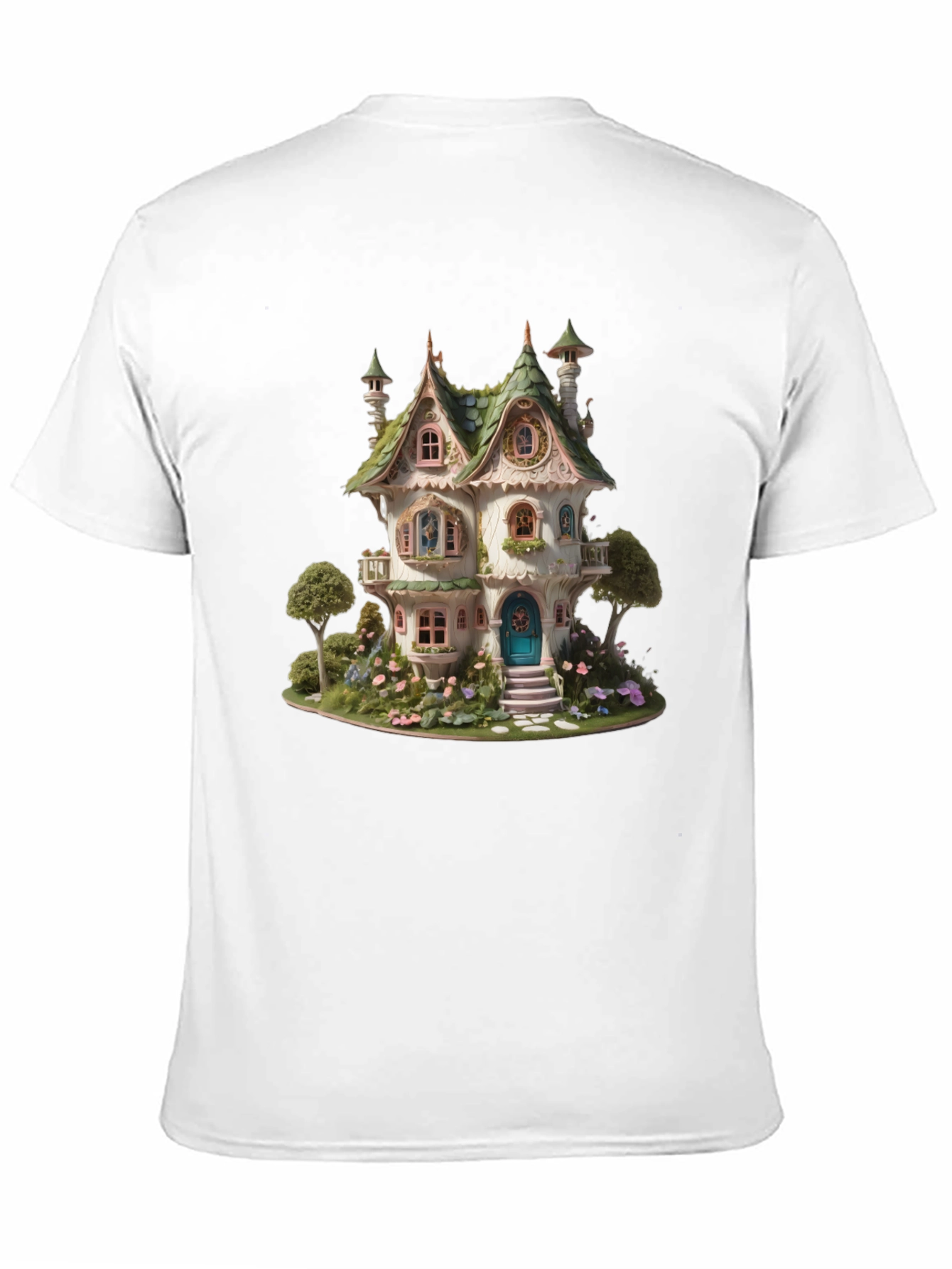 Whimsical Fairy House Graphic T-Shirt - Unique Fantasy Design