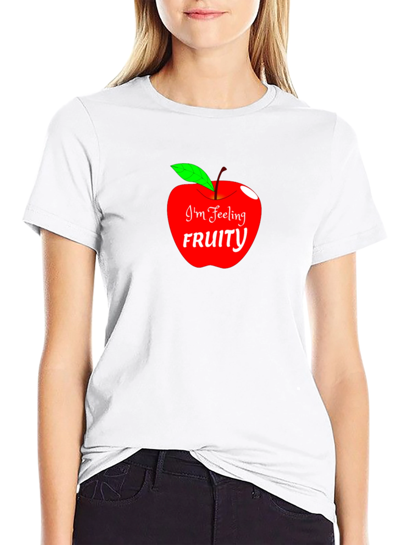 Im Feeling Fruity Apple Graphic Black T-Shirt