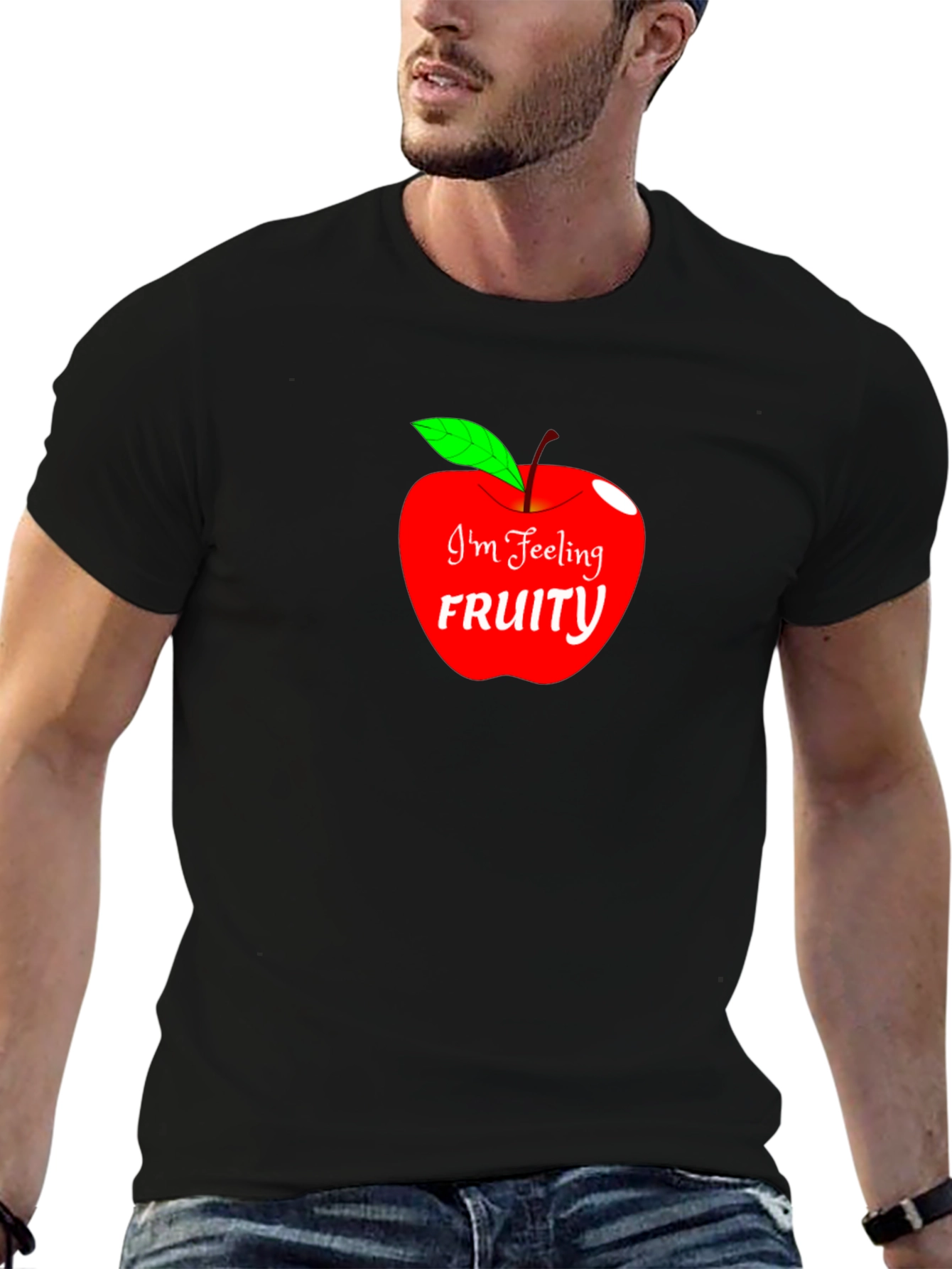 Im Feeling Fruity Apple Graphic Black T-Shirt