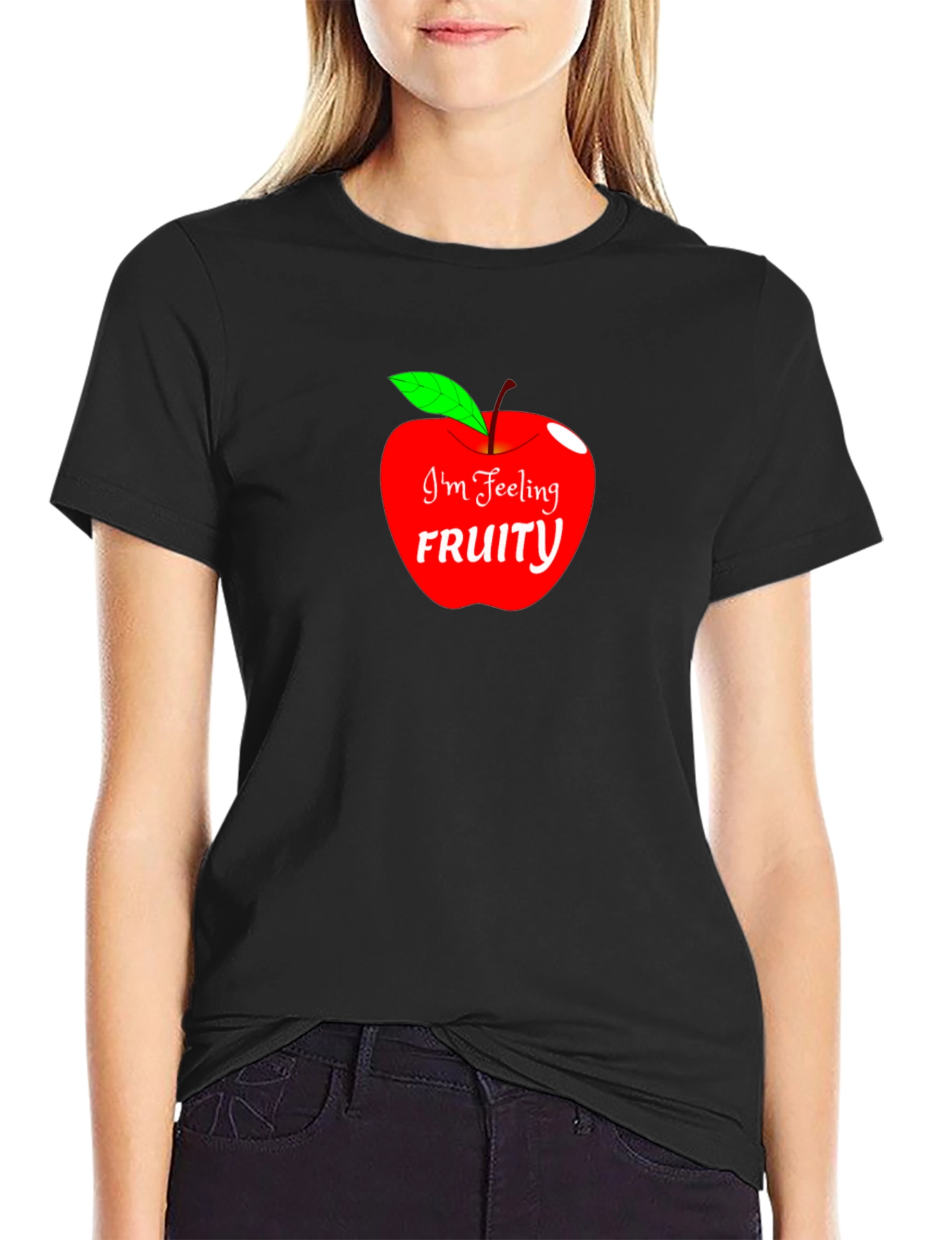 Im Feeling Fruity Apple Graphic Black T-Shirt