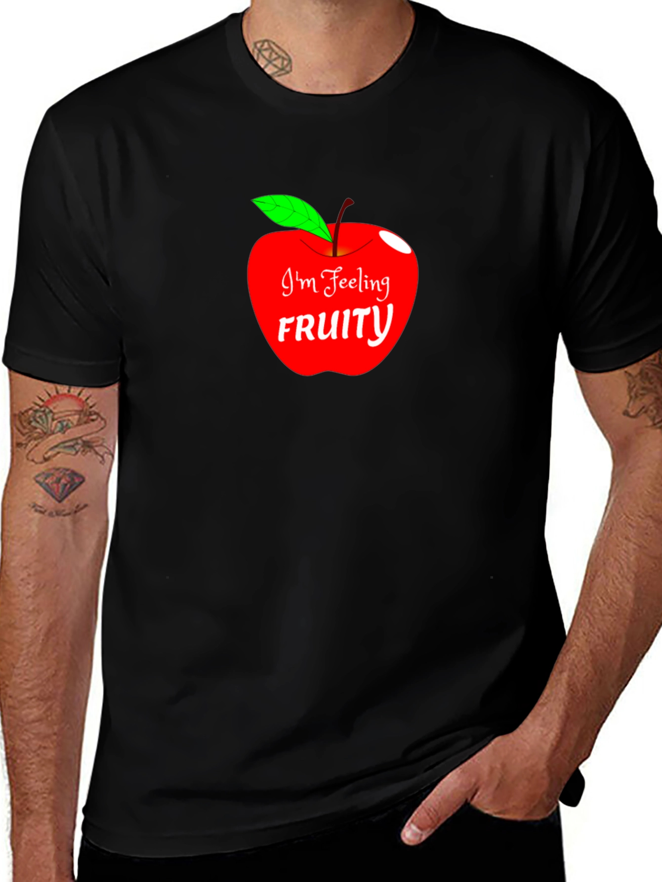 Im Feeling Fruity Apple Graphic Black T-Shirt