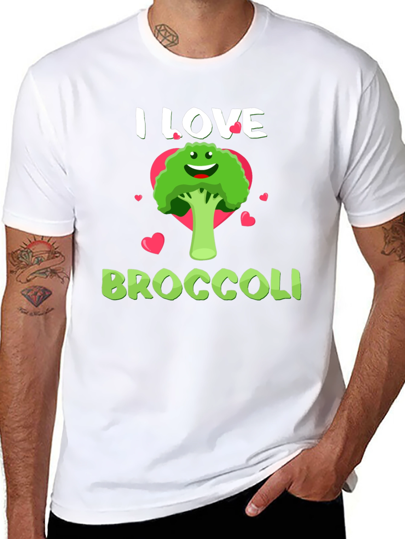 I Love Broccoli T-Shirt - Funny Vegan Tee