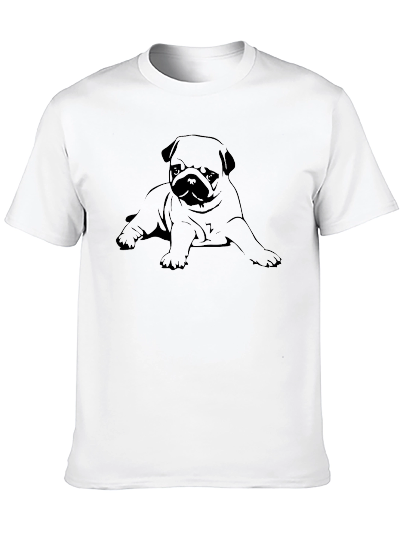 Pug Puppy Graphic Black T-Shirt