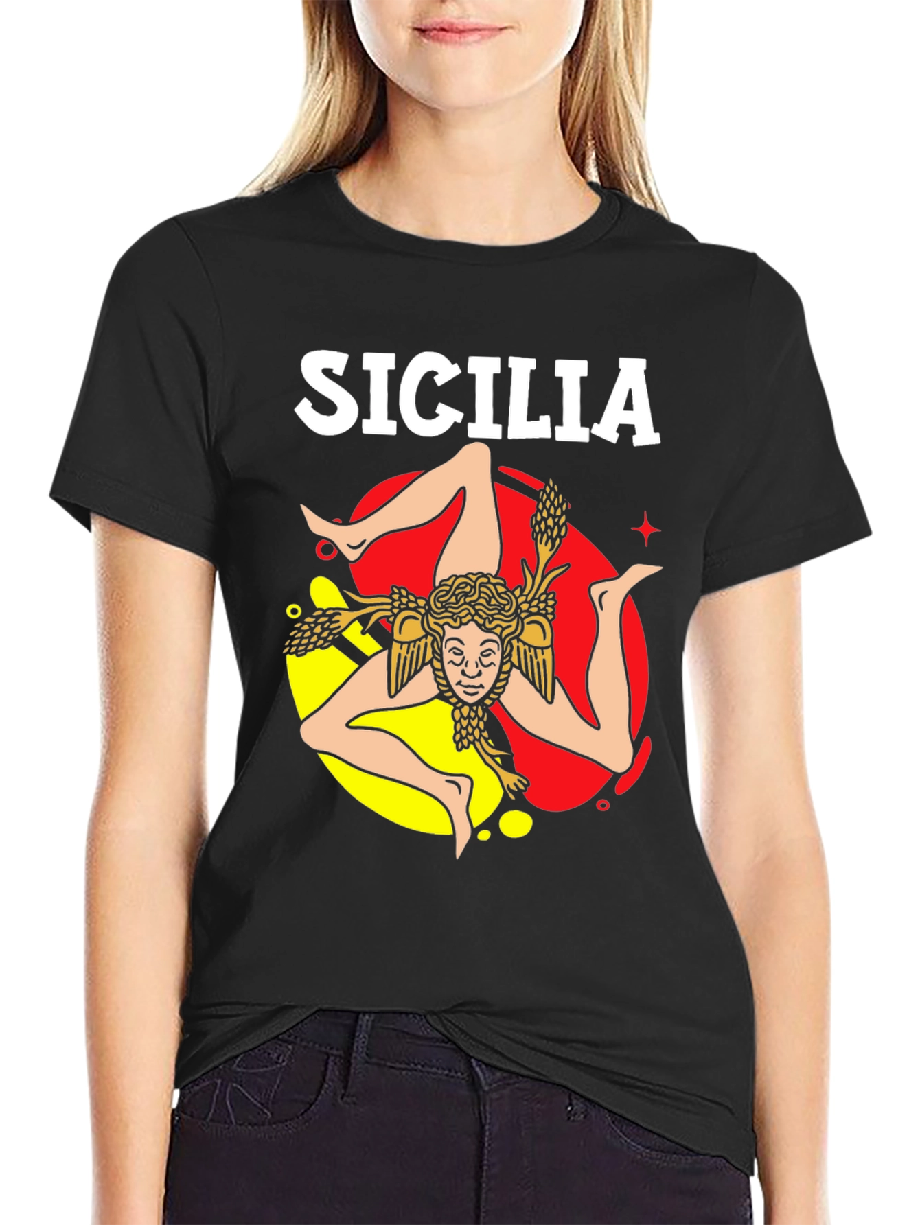 Sicilia T-Shirt Trinacria Symbol Design