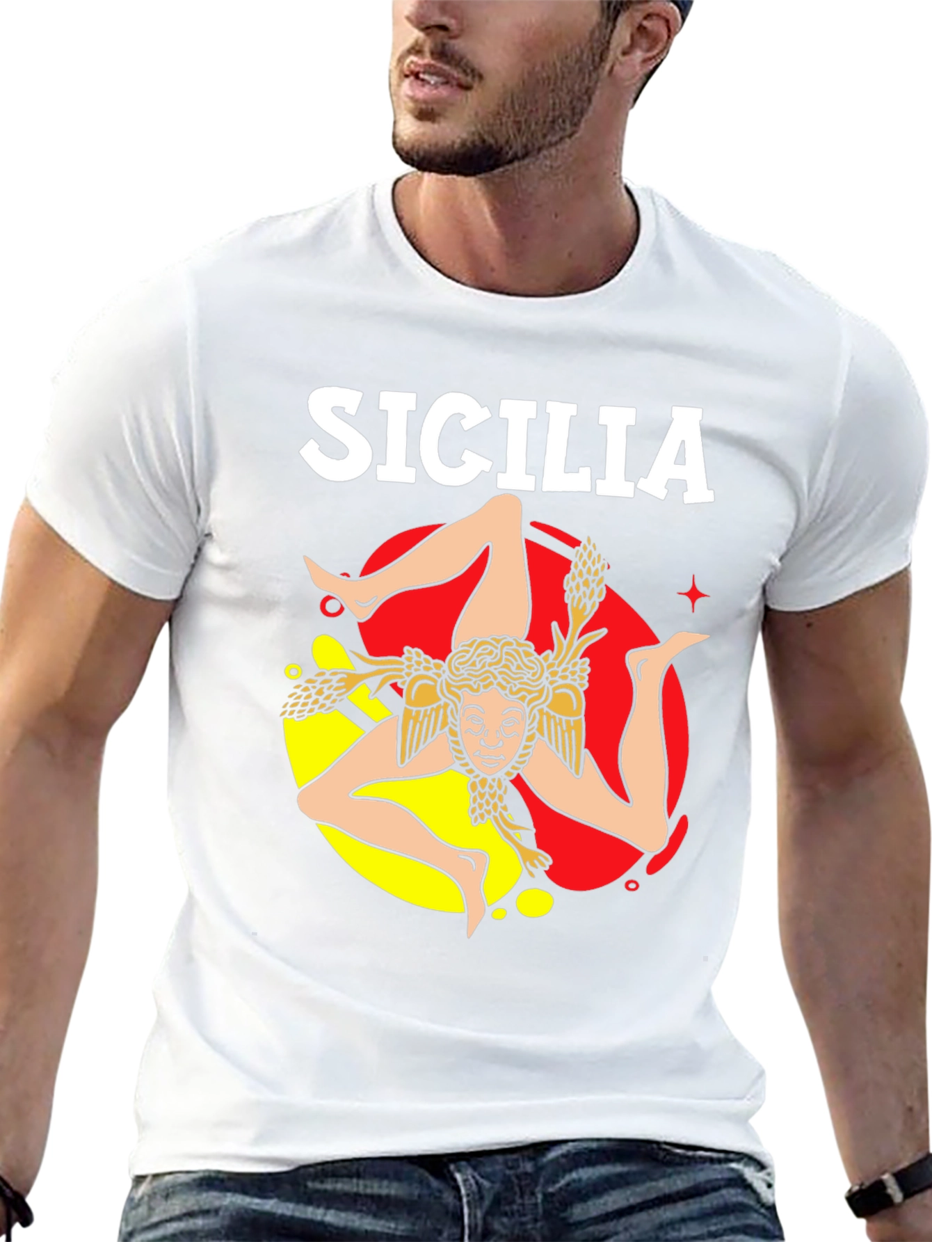 Sicilia T-Shirt Trinacria Symbol Design