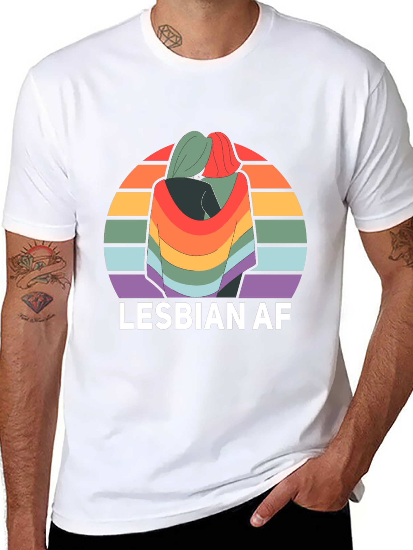 Lesbian AF Rainbow Graphic T-Shirt