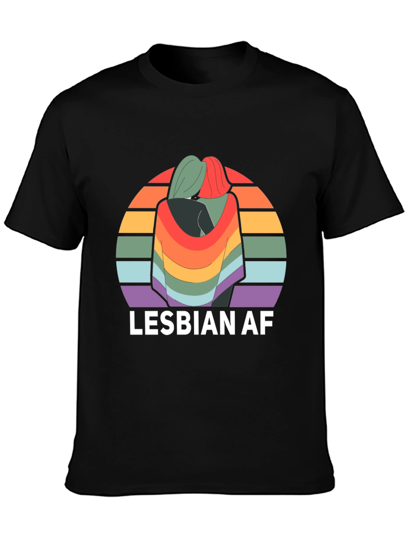 Lesbian AF Rainbow Graphic T-Shirt