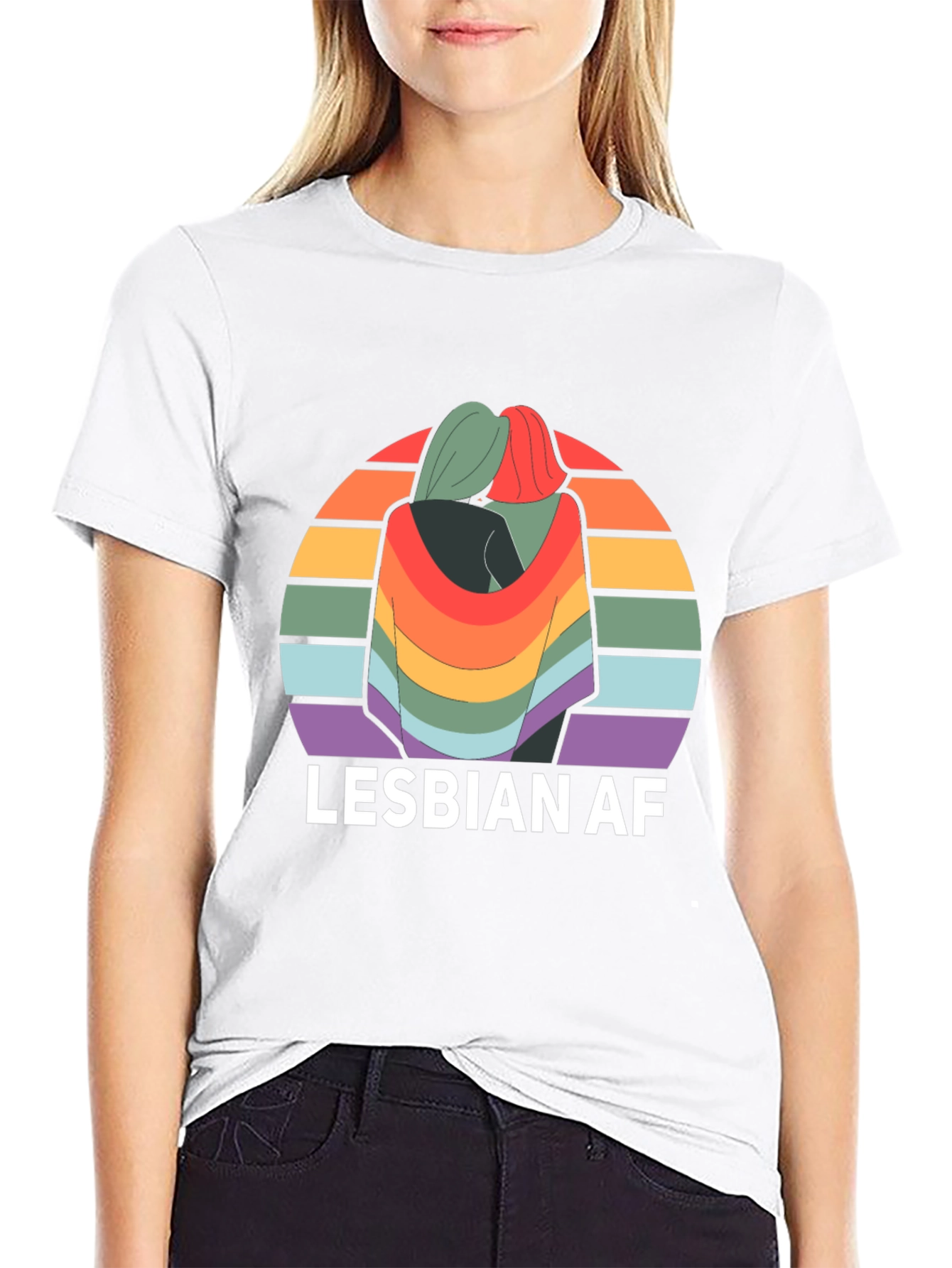 Lesbian AF Rainbow Graphic T-Shirt