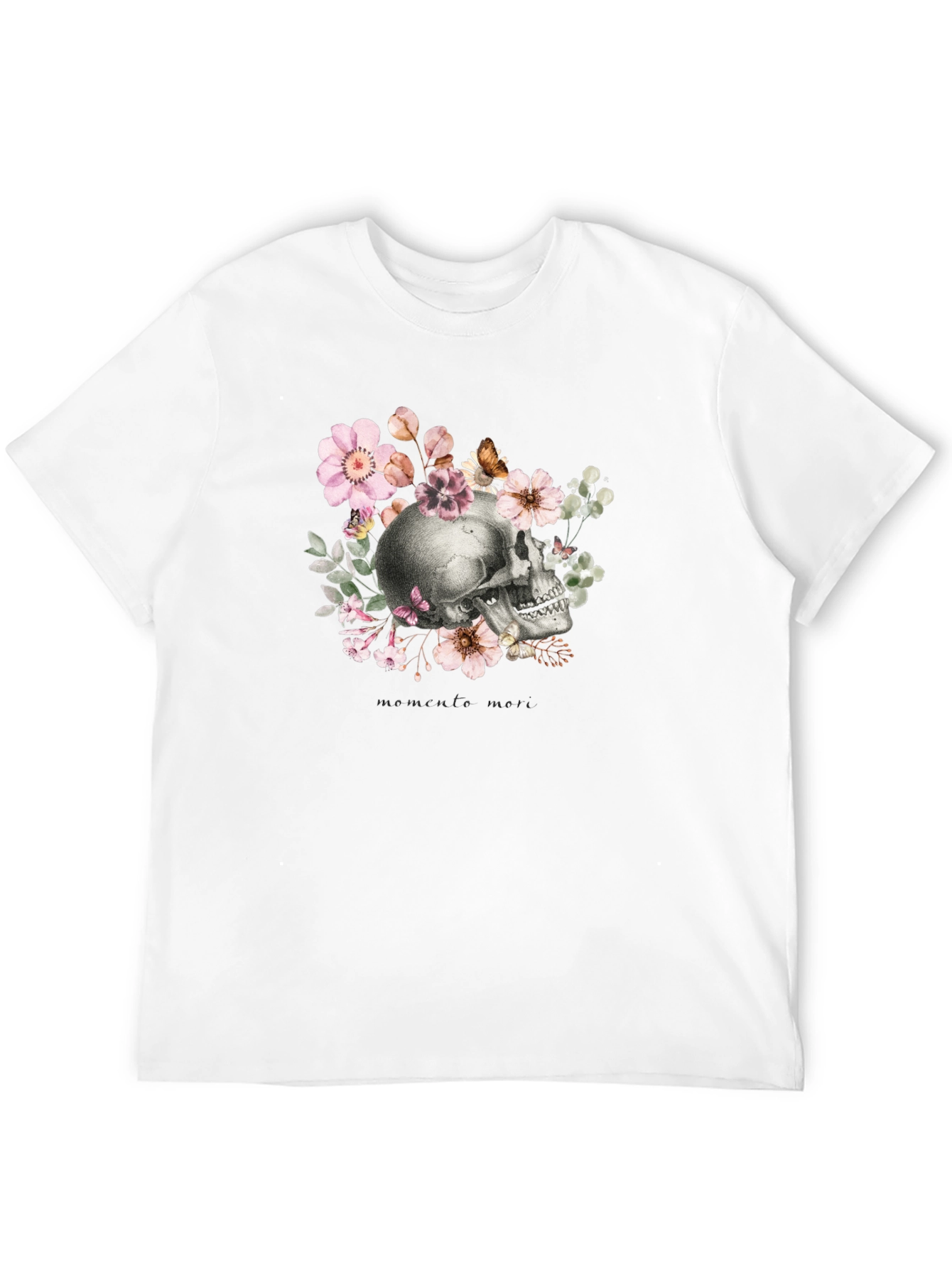 Memento Mori Skull & Floral Black T-Shirt