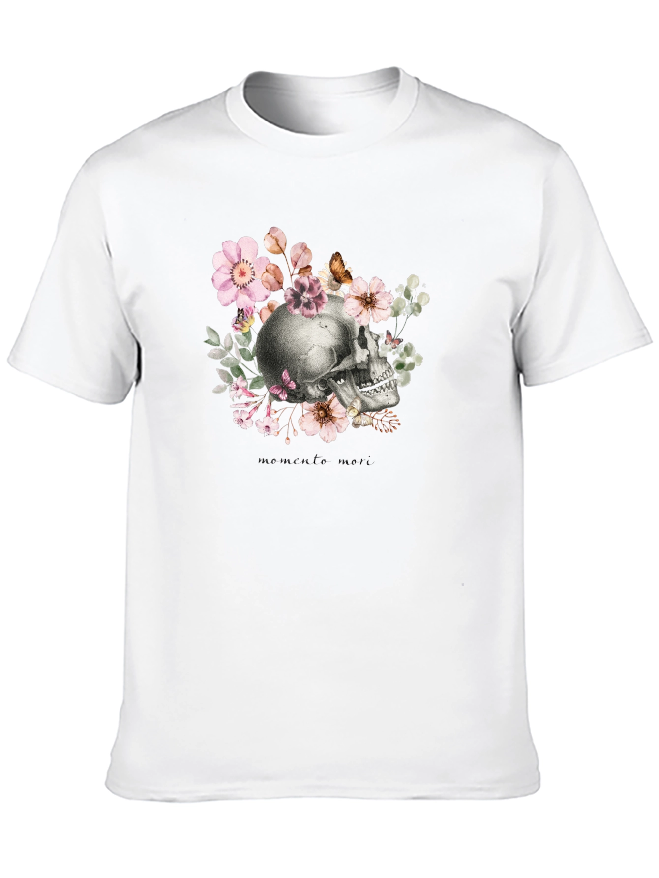 Memento Mori Skull & Floral Black T-Shirt