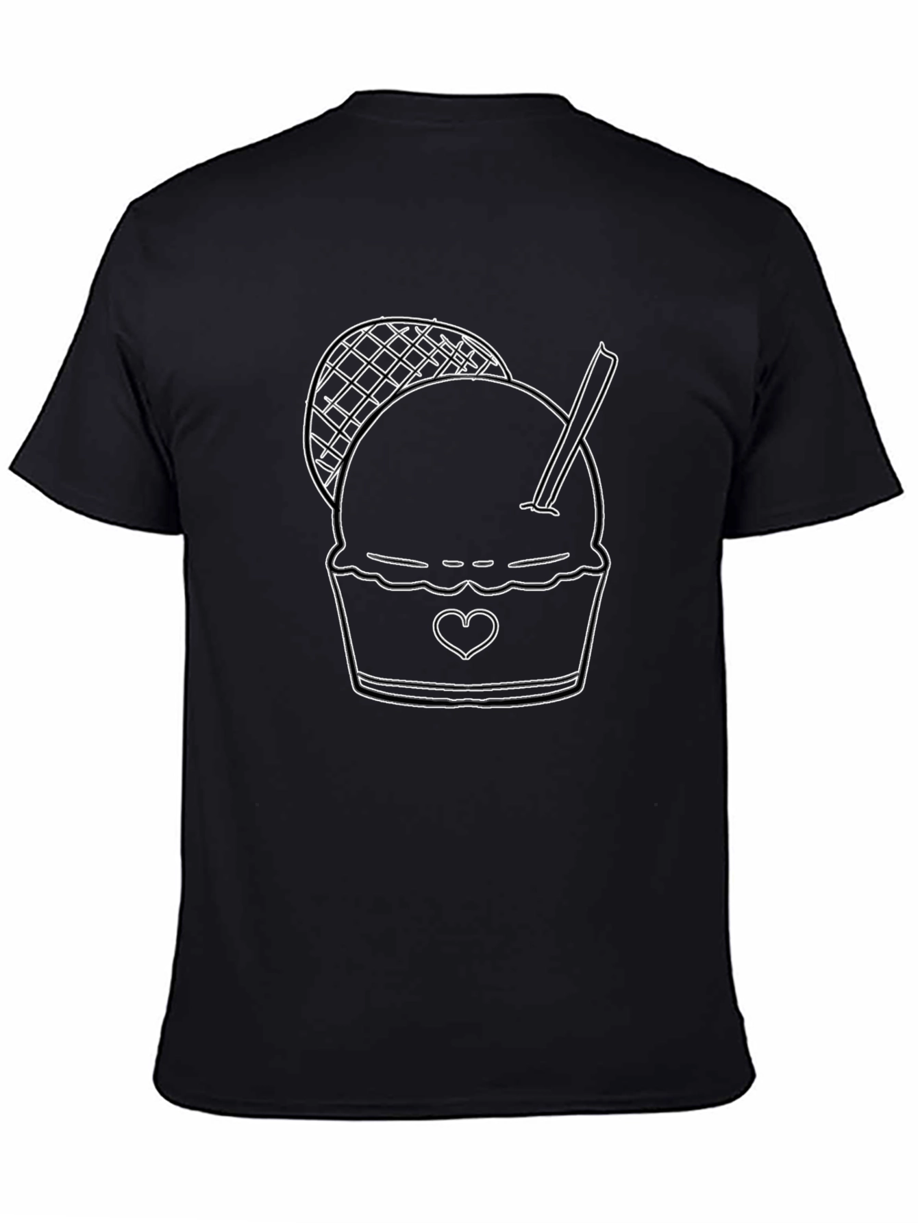 Ice Cream Graphic Tee - Black Cotton Blend T-Shirt
