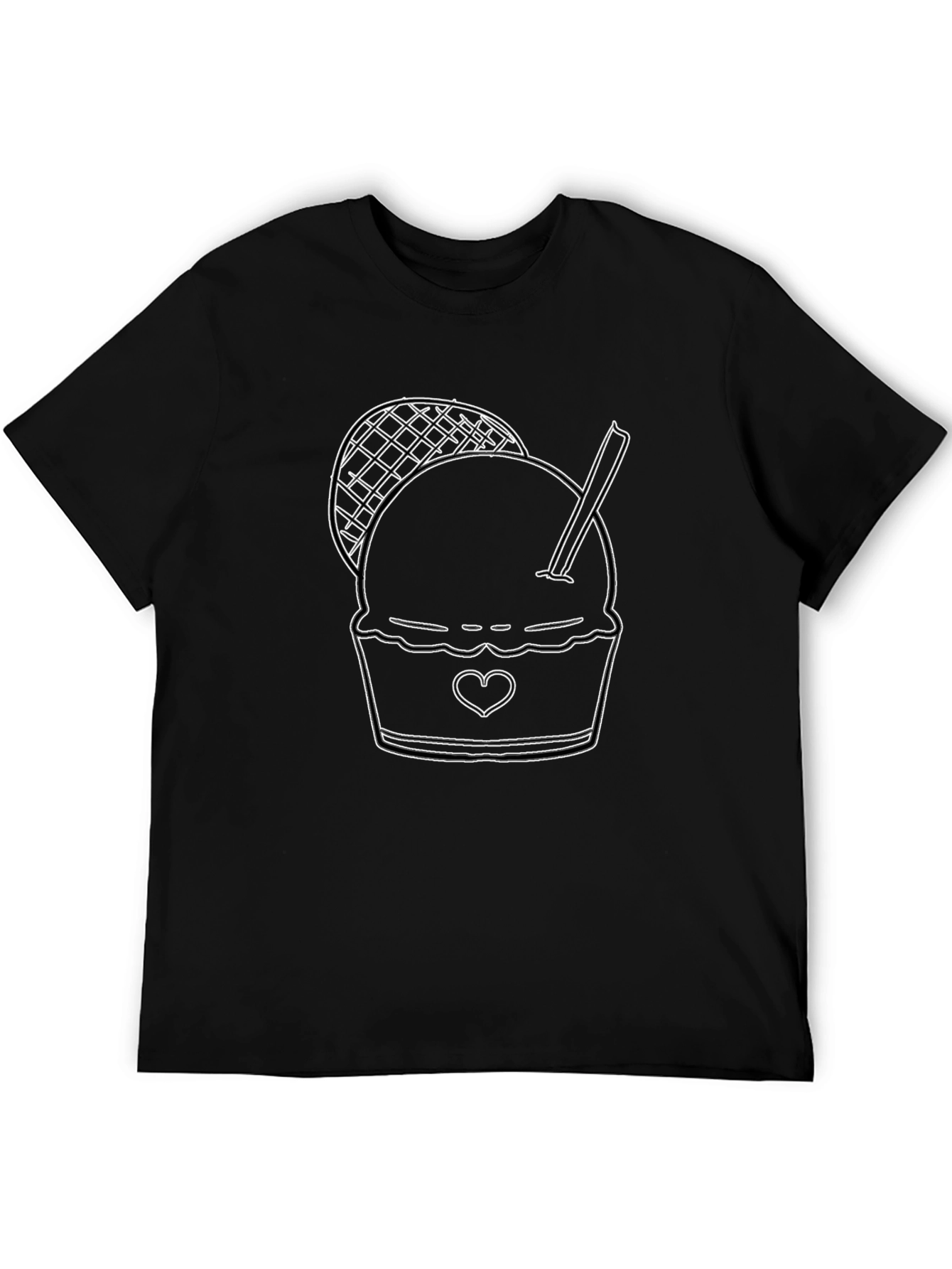 Ice Cream Graphic Tee - Black Cotton Blend T-Shirt