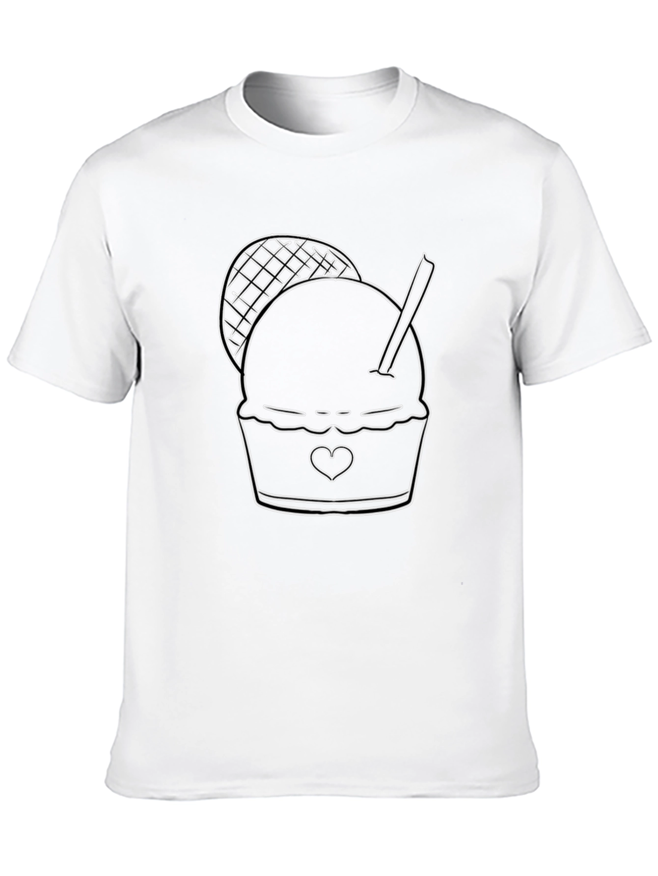 Ice Cream Graphic Tee - Black Cotton Blend T-Shirt