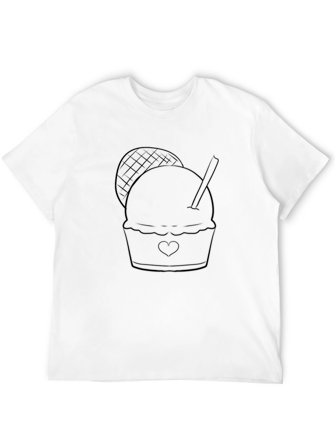 Ice Cream Graphic Tee - Black Cotton Blend T-Shirt