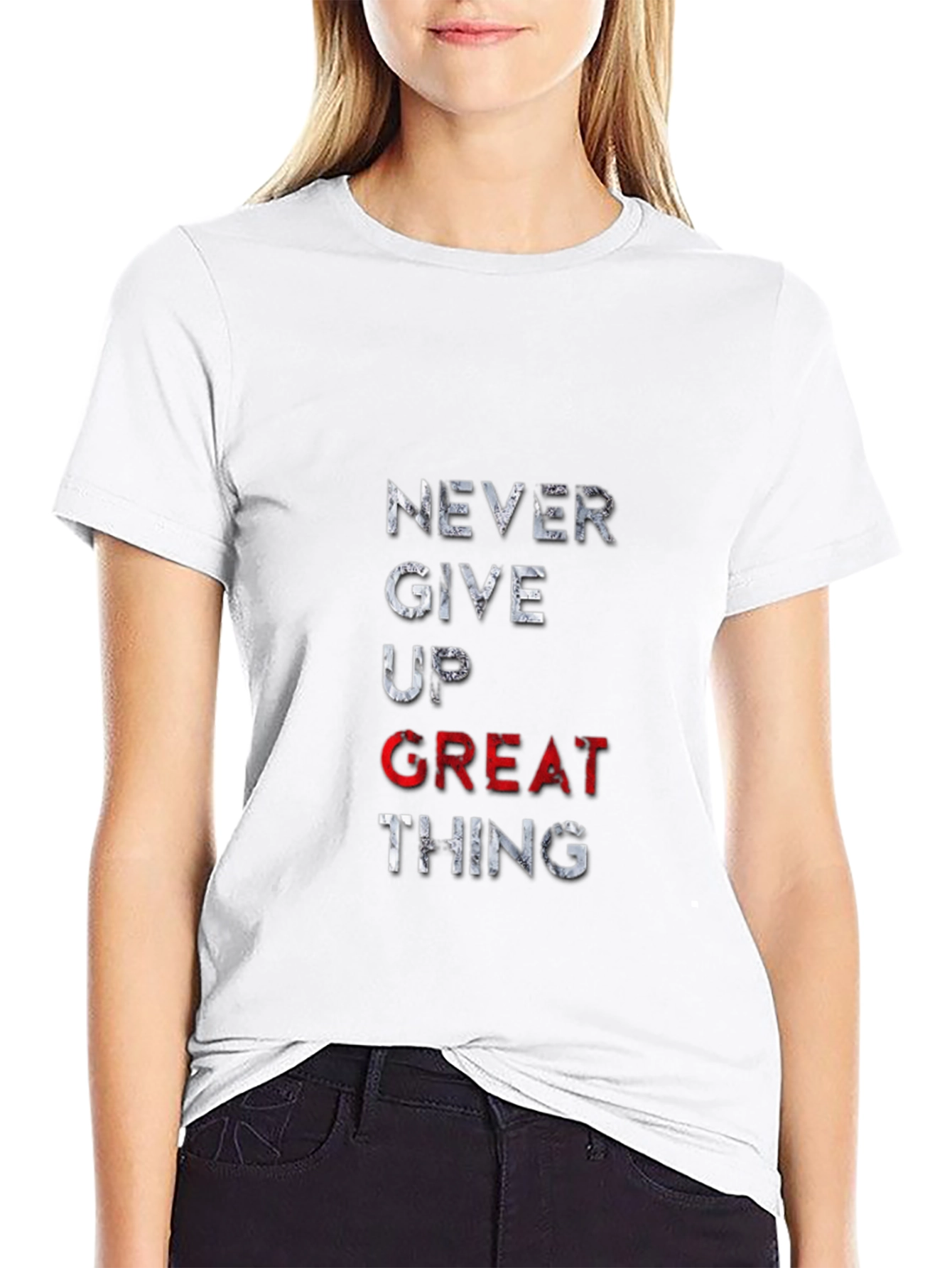 Motivational Never Give Up T-Shirt - Black