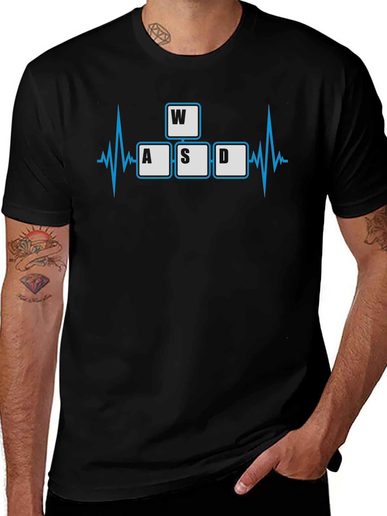 Gamer Heartbeat T-Shirt - WASD Keys