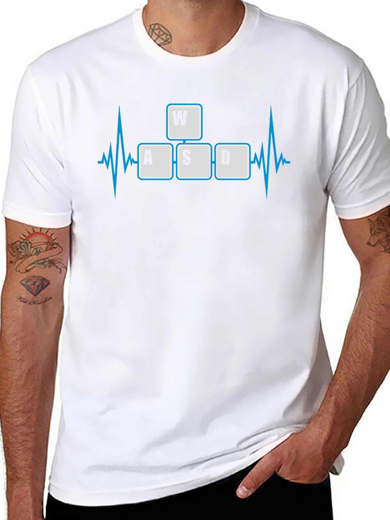 Gamer Heartbeat T-Shirt - WASD Keys