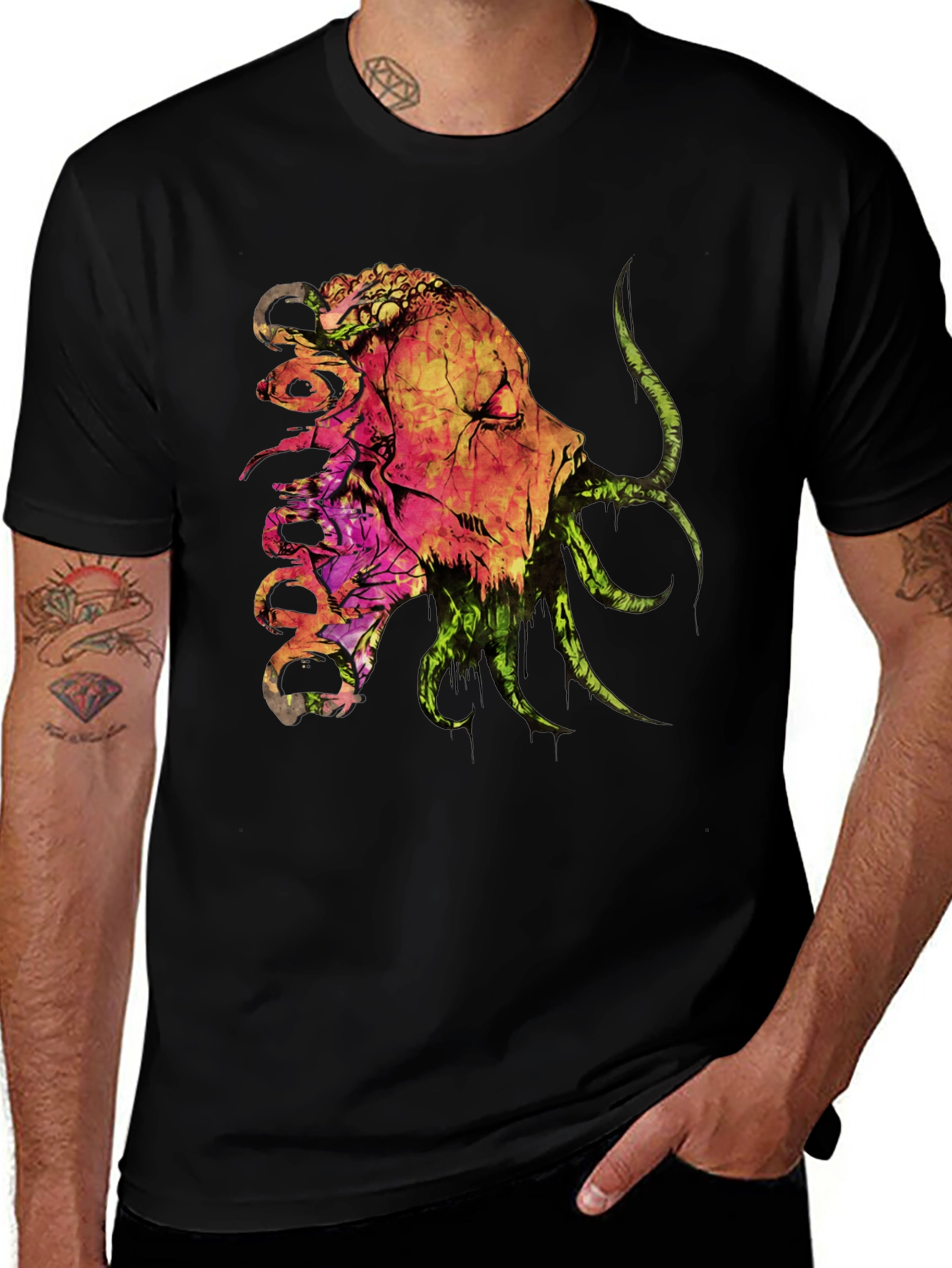 Horror Graphic Print Black T-Shirt
