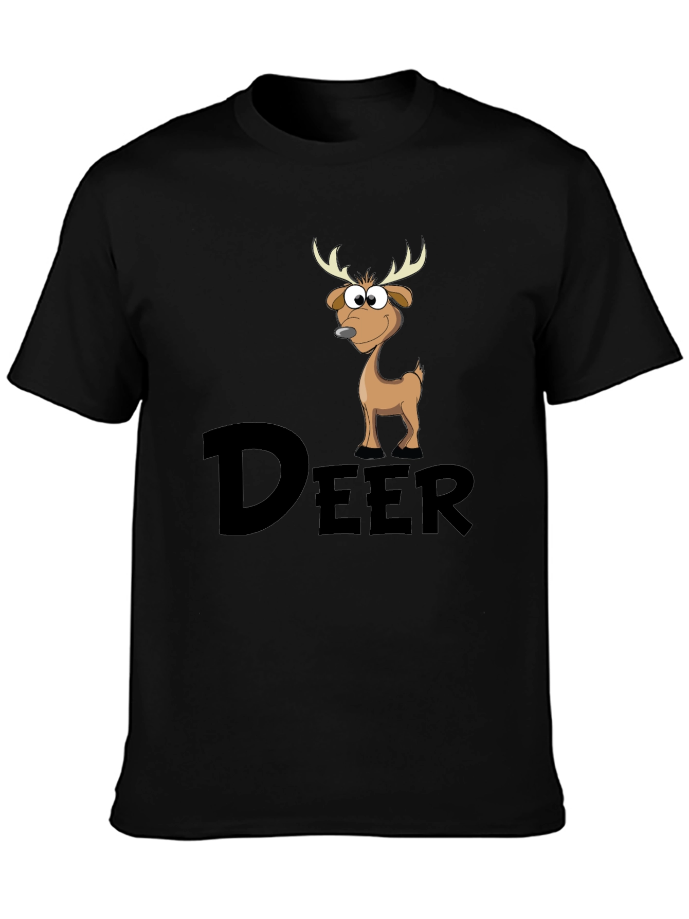 Cartoon Deer Graphic Tee - Mens Black T-Shirt