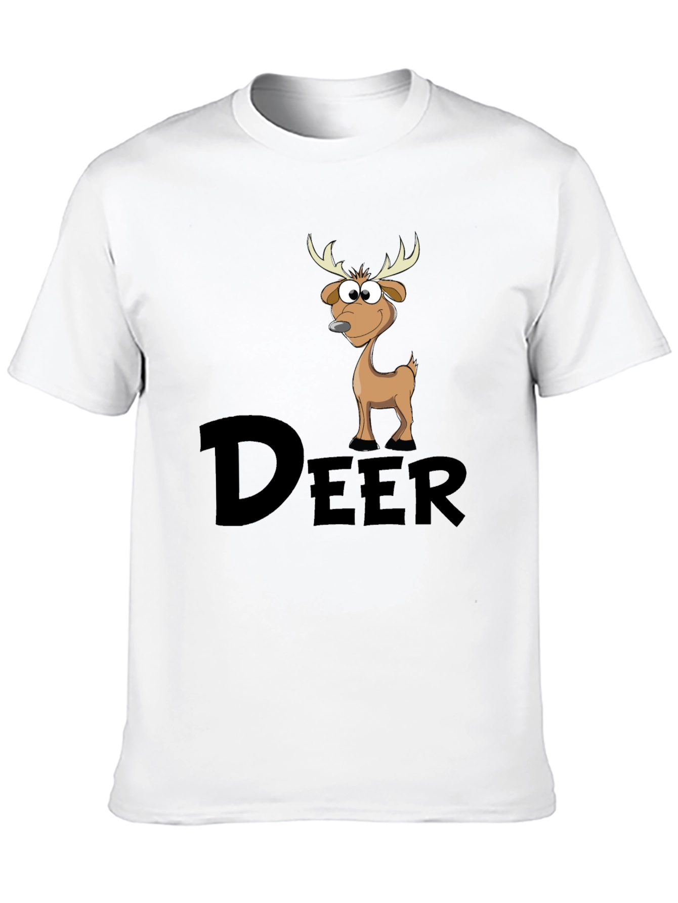 Cartoon Deer Graphic Tee - Mens Black T-Shirt