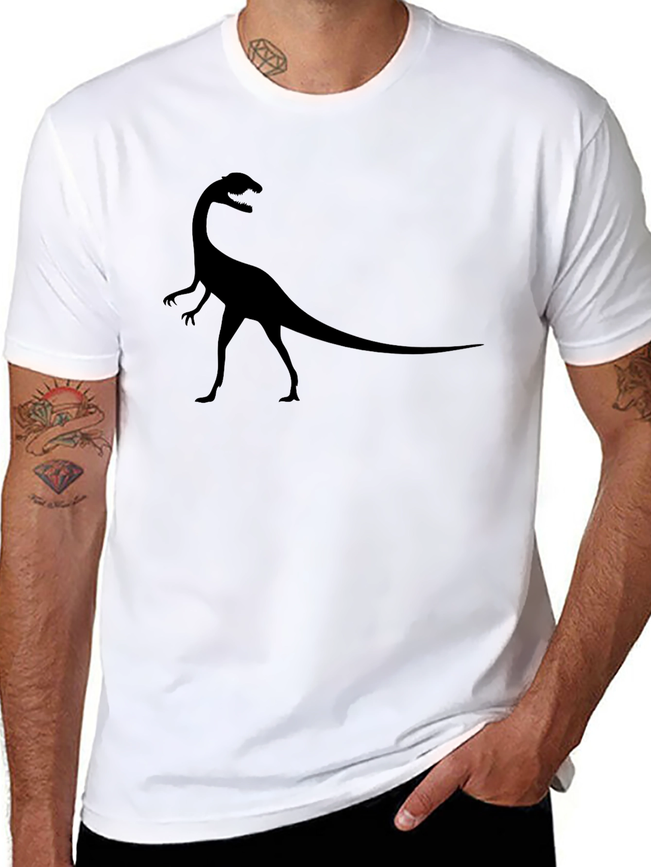 Dinosaur Silhouette Graphic Tee - Black