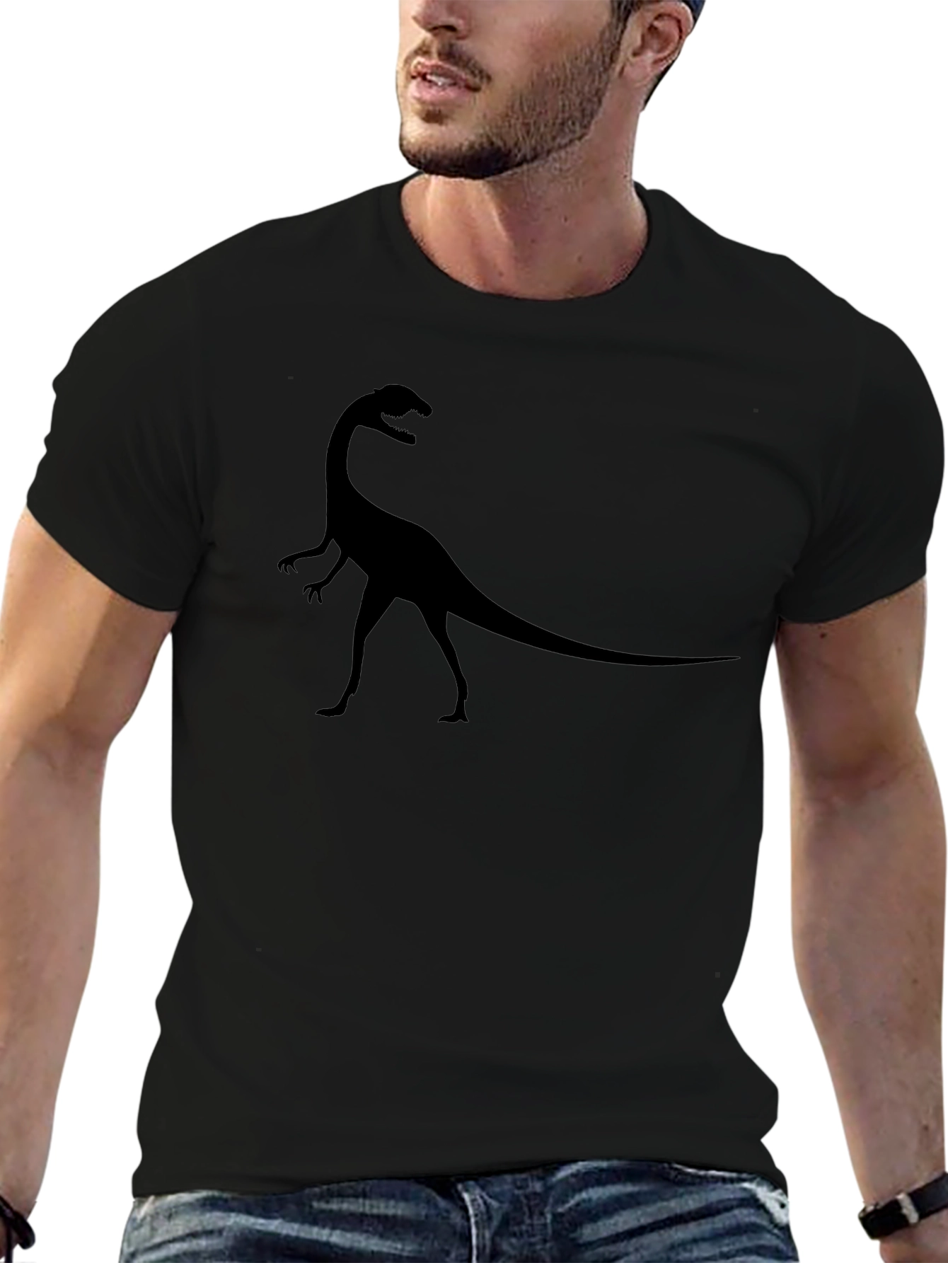 Dinosaur Silhouette Graphic Tee - Black