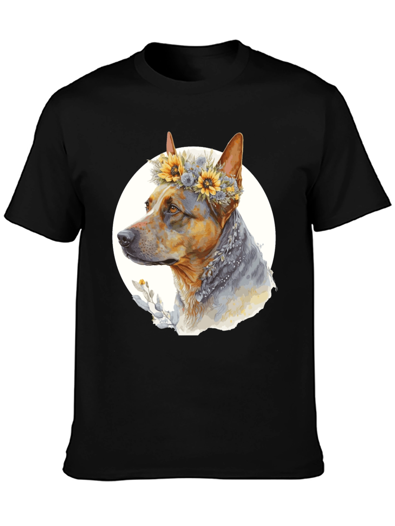 Dog with Floral Crown T-Shirt - Unisex