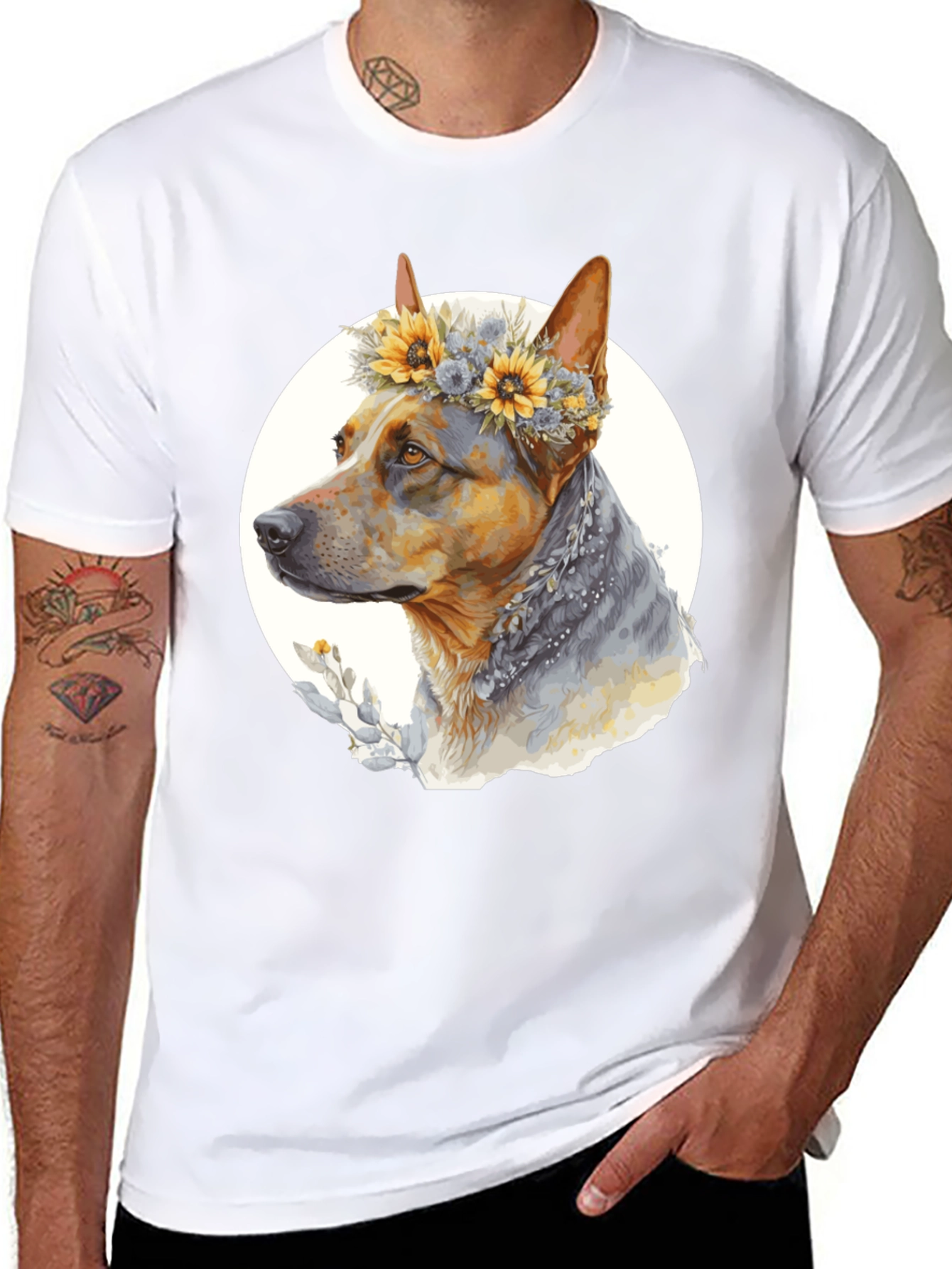 Dog with Floral Crown T-Shirt - Unisex